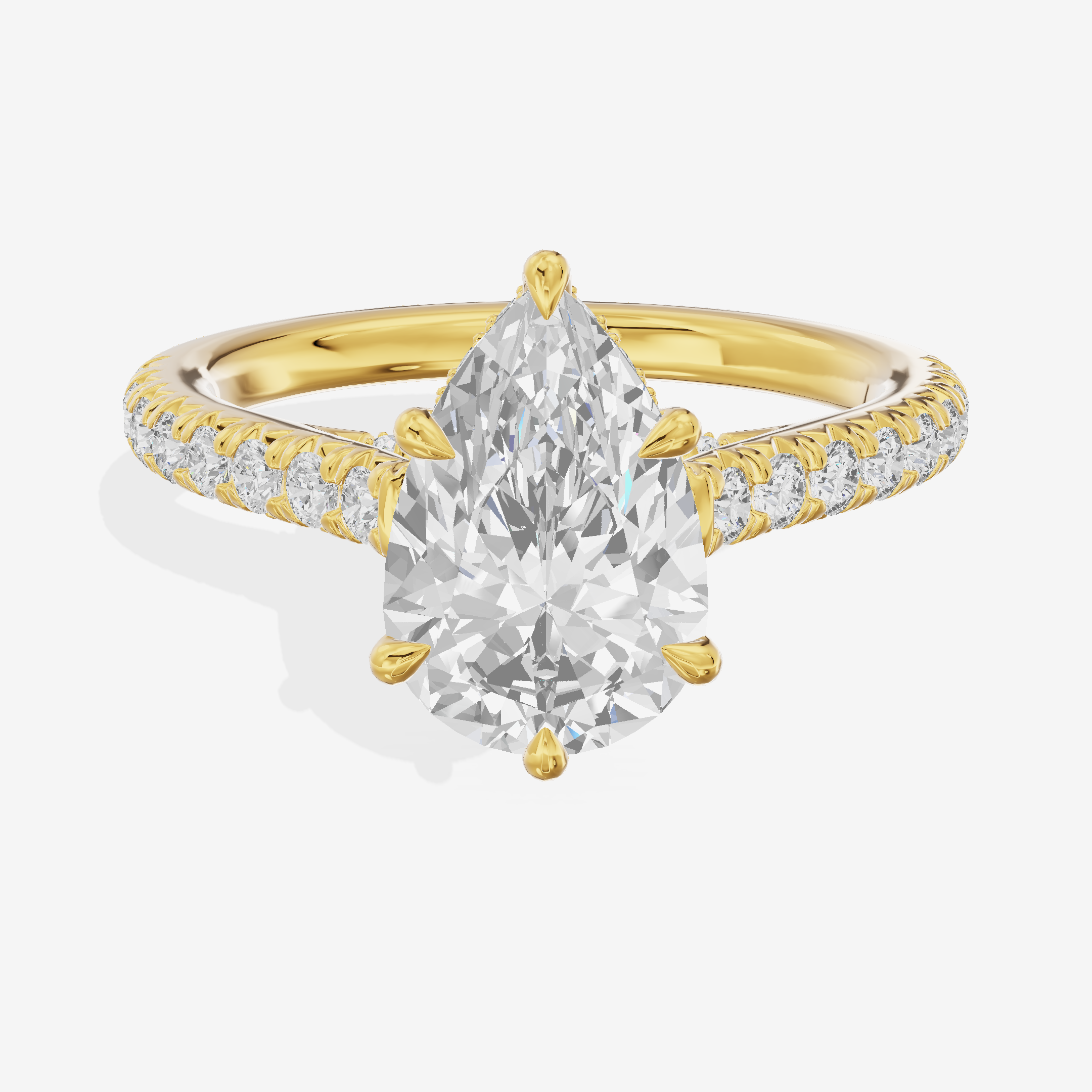 Classic Lightwoven Pear Engagement Ring with Side Stones (1/4 ct. tw.) in 18K Yellow Gold
