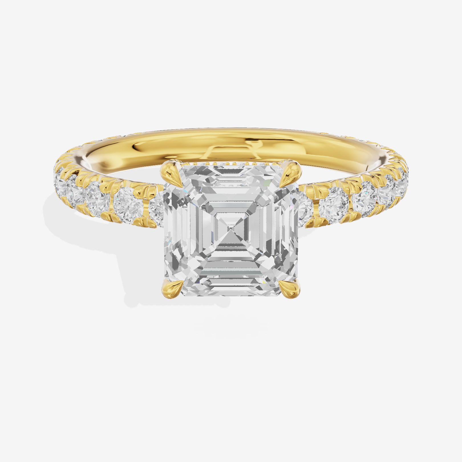 Eternal Coeurine Asscher Engagement Ring with Side Stones (3/5 ct. tw.) in 14K Yellow Gold