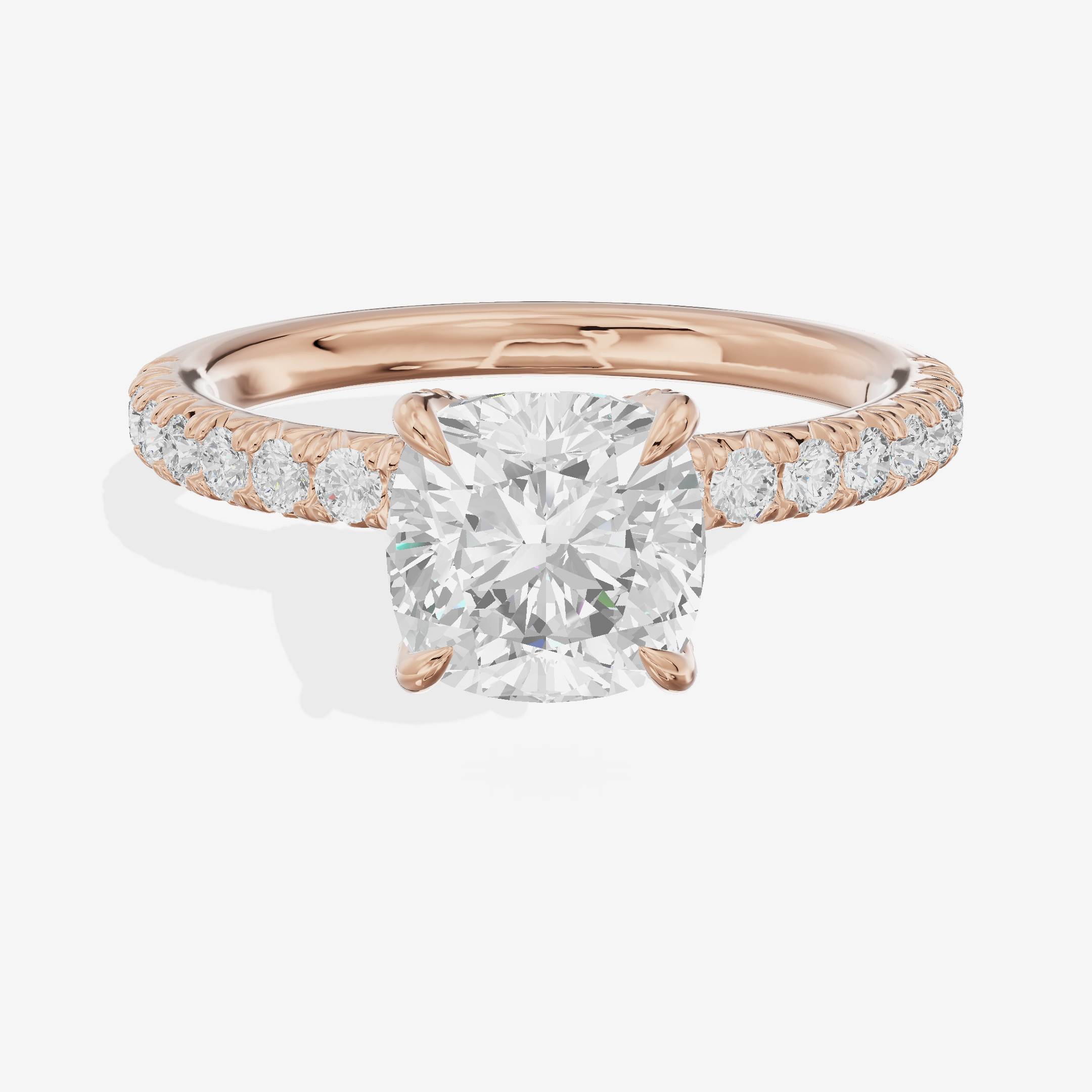Mirelle Hidden Halo Cushion Engagement Ring (1/3 ct. tw.) in 18K Rose Gold