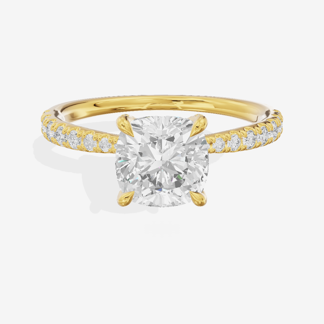Lumera Cushion Engagement Ring with Side Stones (1/3 ct. tw.) in 18K Yellow Gold