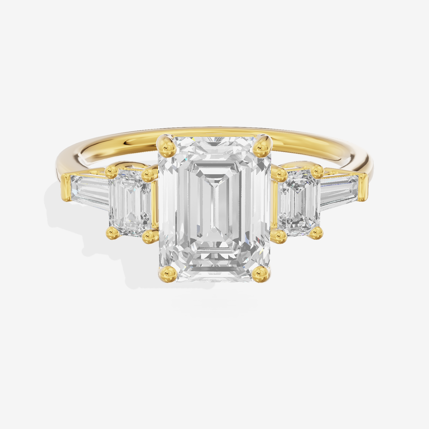 Vowsae Five Stone Emerald Engagement Ring (3/4 ct. tw.) in 14K Yellow Gold