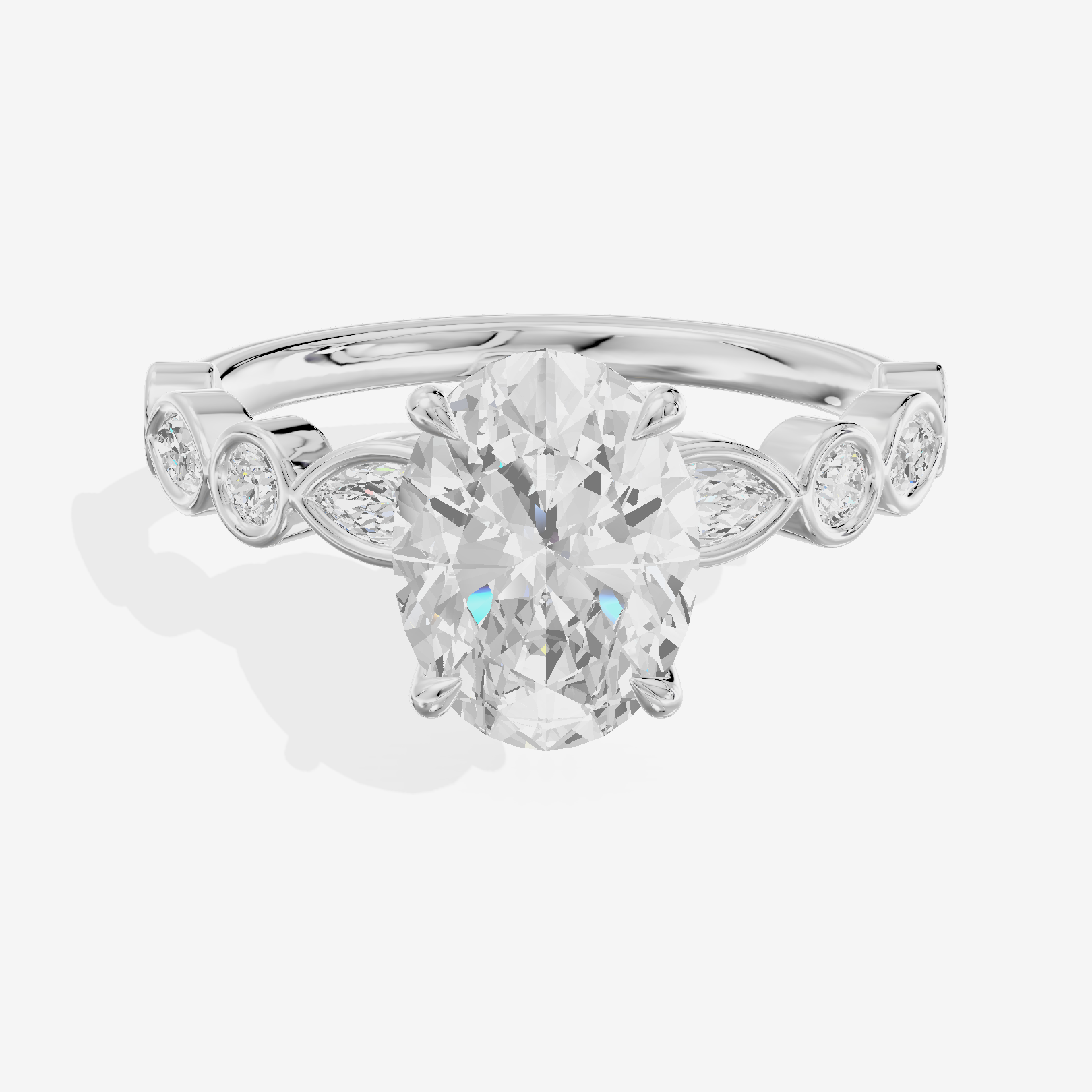 Tender Aurea Oval Engagement Ring with Side Stones (1 ct. tw.) in Platinum