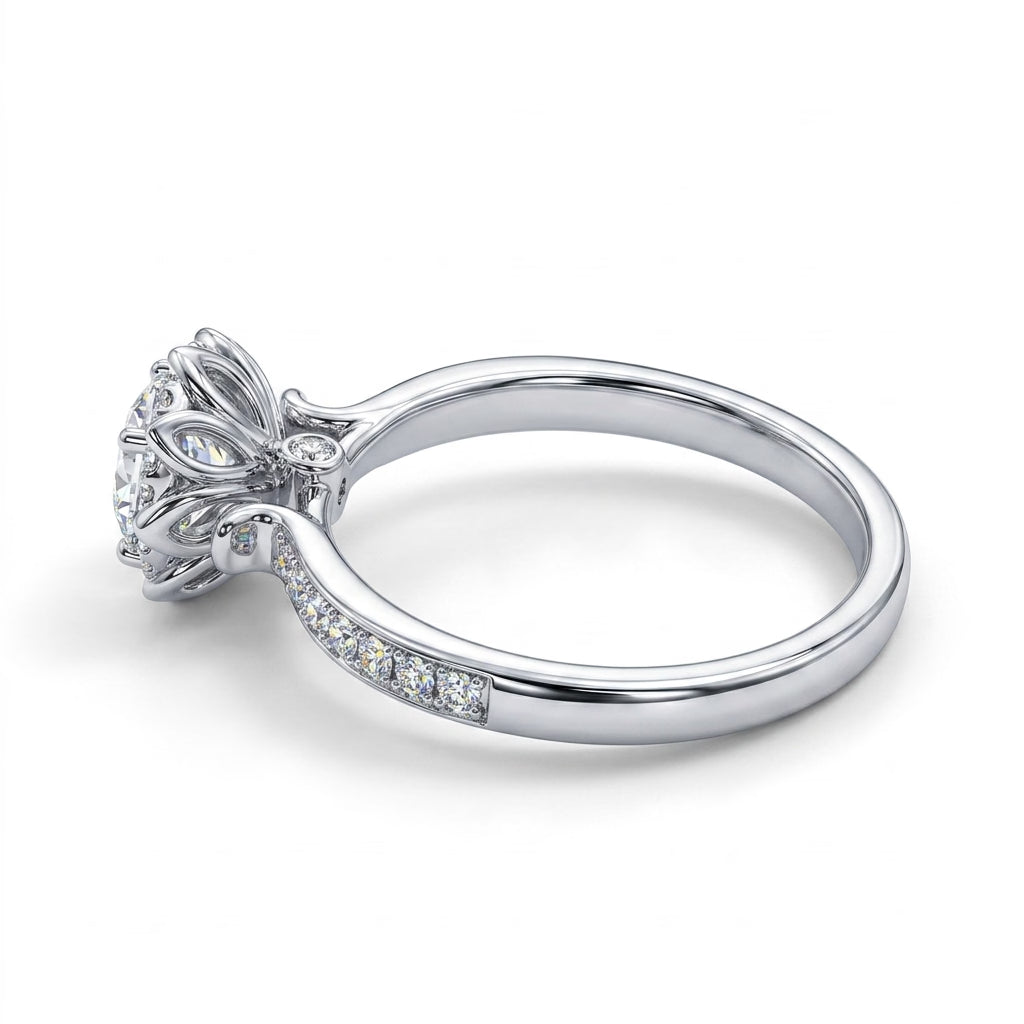 Halo Pavé Round Engagement Ring (1/3 ct. tw.) in Platinum