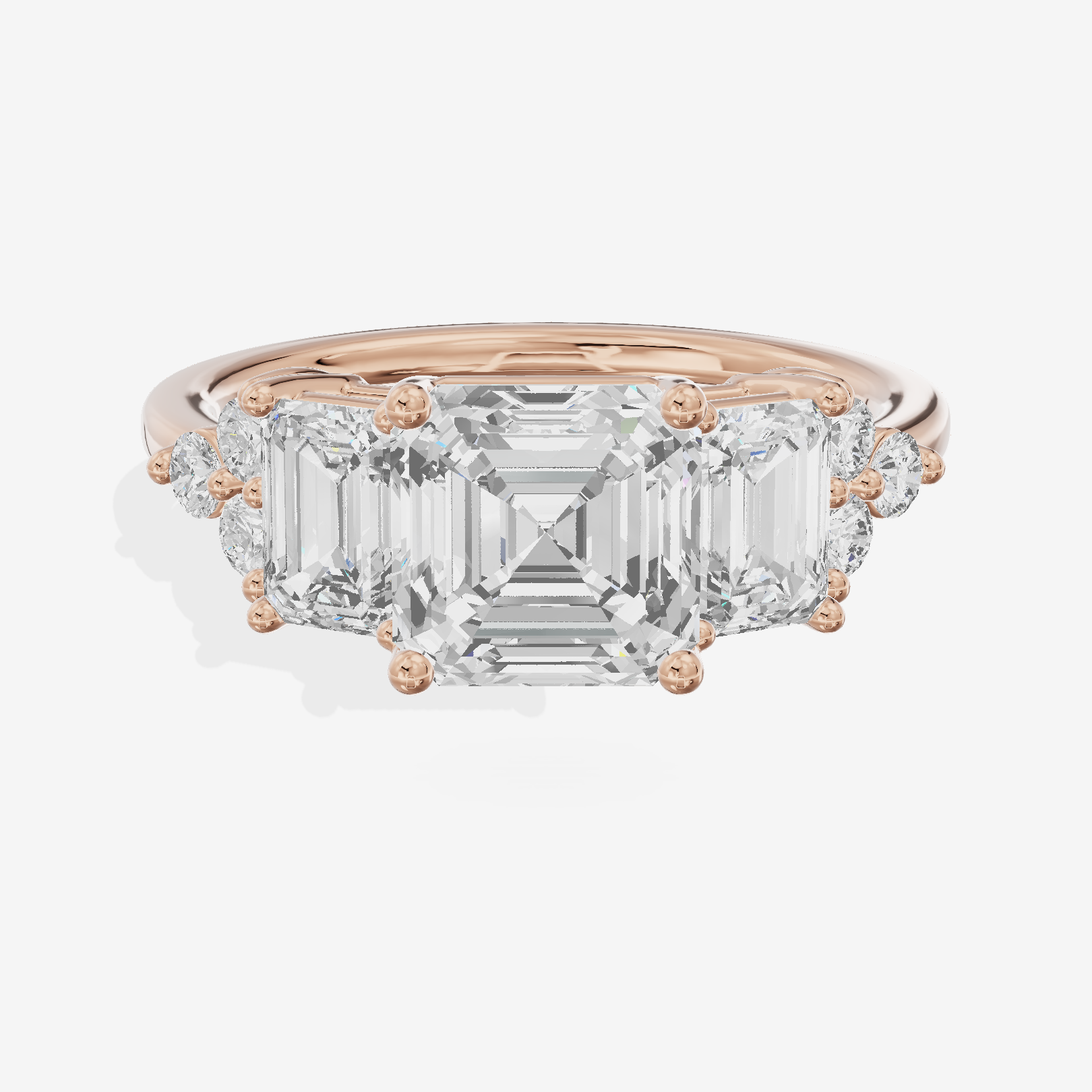 Grand Halcyon Asscher Engagement Ring with Side Stones (3/4 ct. tw.) in 18K Rose Gold