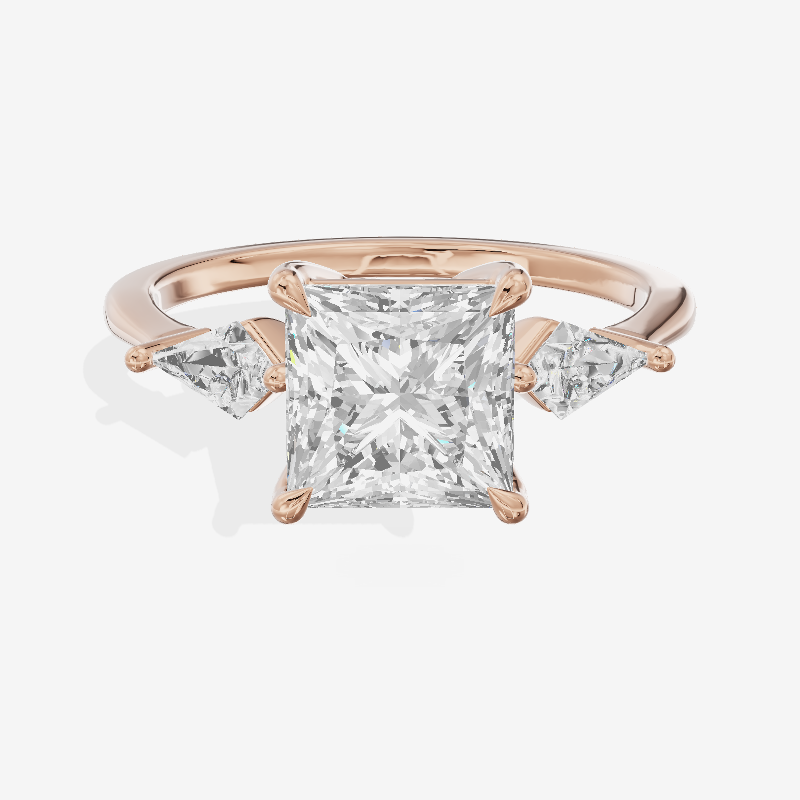 Luxe Maia Three Stone Princess Engagement Ring (1/3 ct. tw.) in 18K Rose Gold