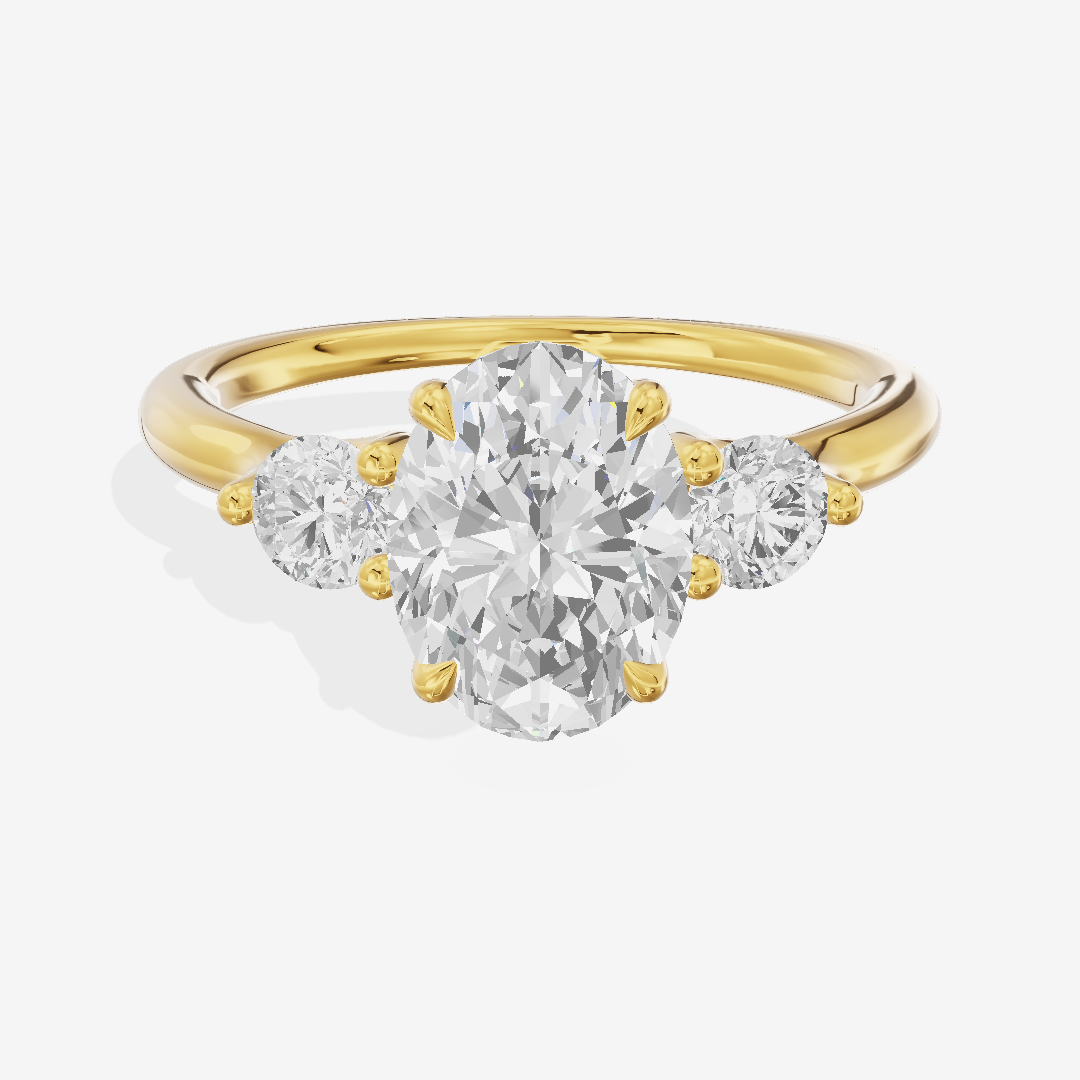 Eternal Vowsae Three Stone Oval Engagement Ring (1/3 ct. tw.) in 18K Yellow Gold