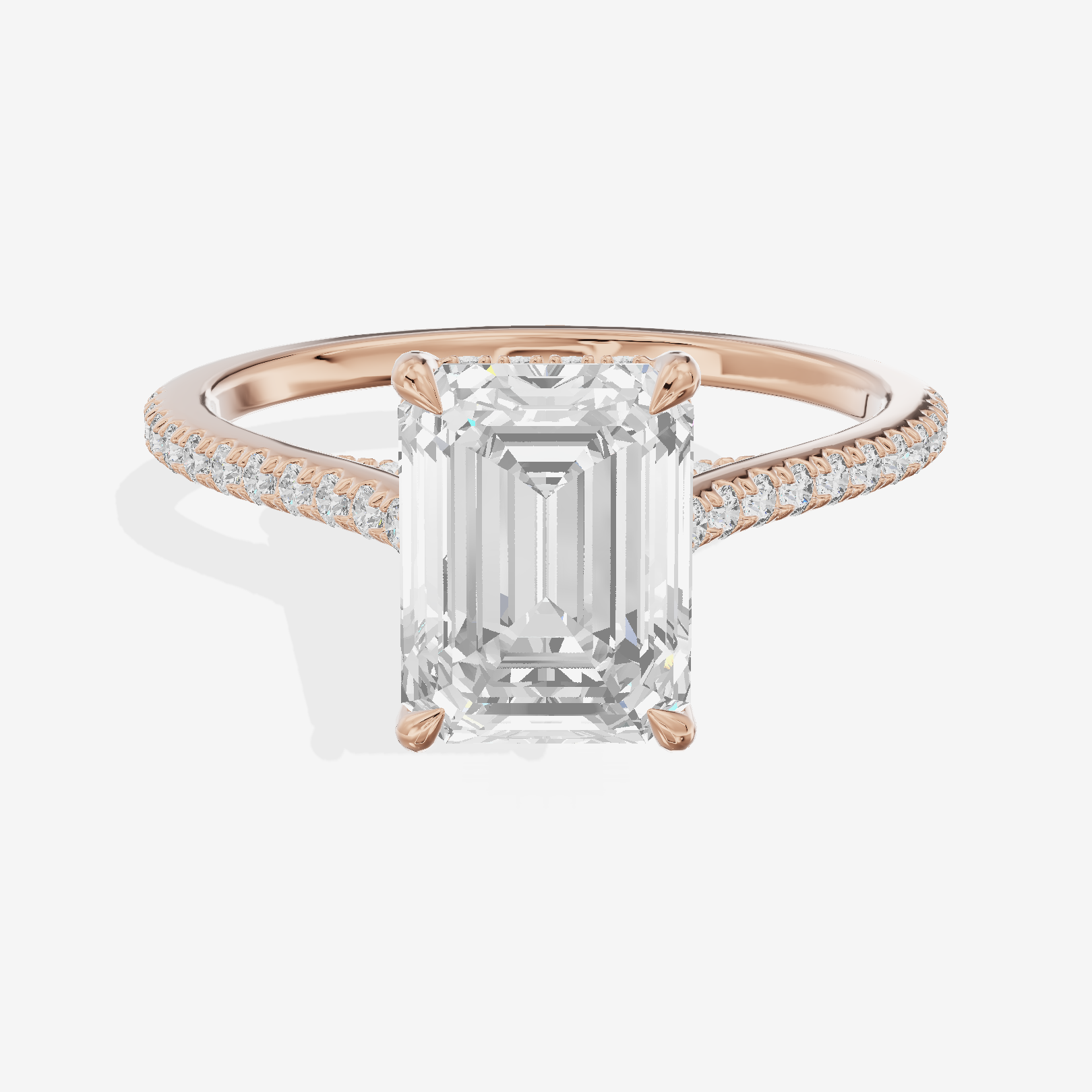 Grand Tender Emerald Engagement Ring with Side Stones (1/8 ct. tw.) in 18K Rose Gold