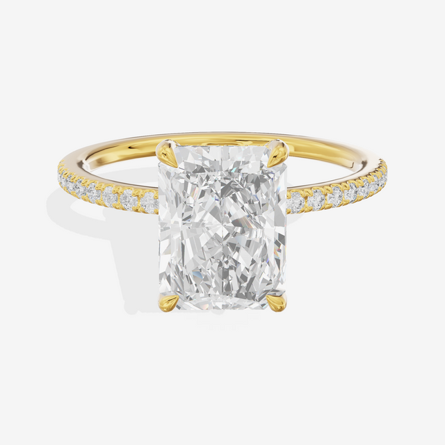 Bowed Sincere Radiant Engagement Ring with Side Stones (1/4 ct. tw.) in 14K Yellow Gold