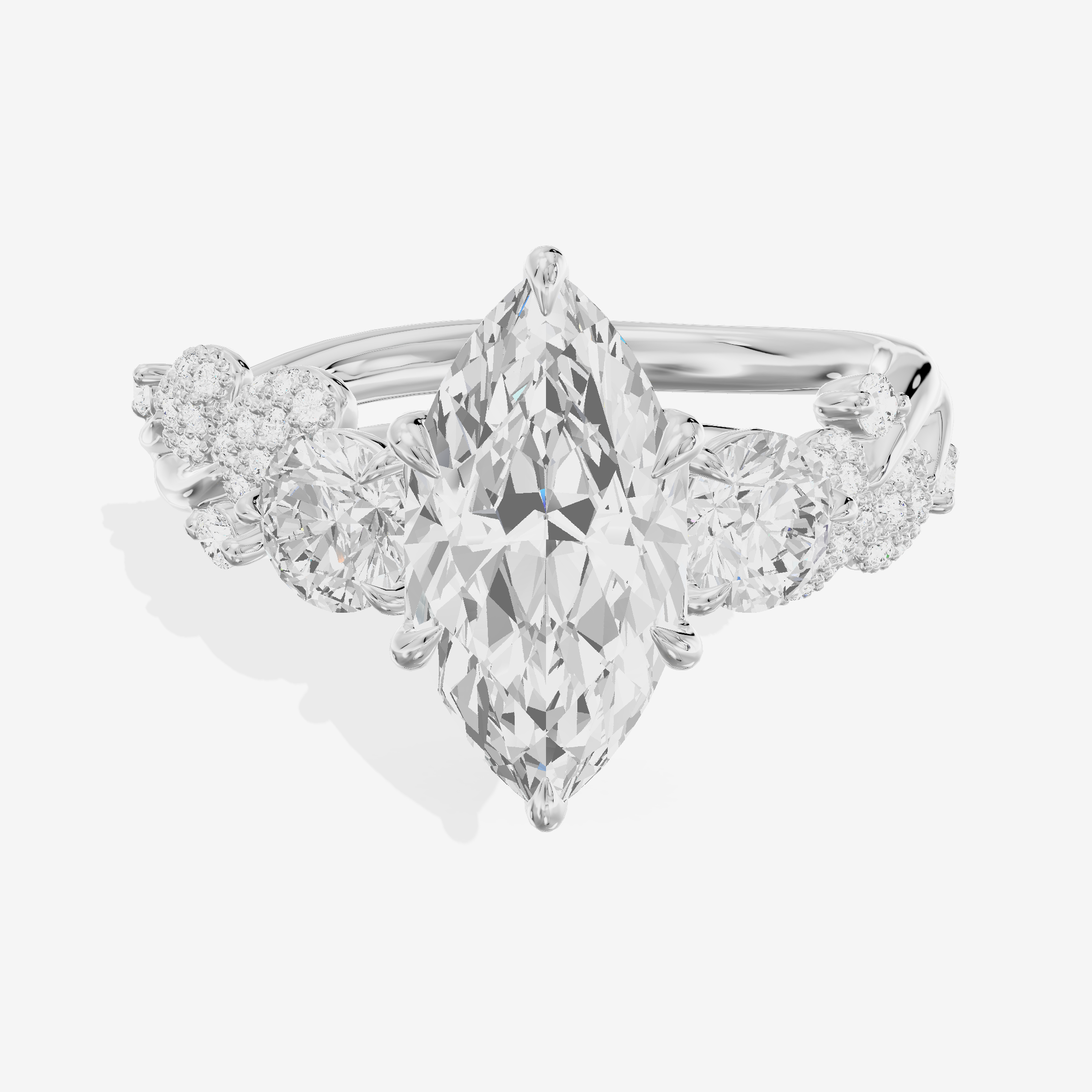 Modern Coeurine Three Stone Marquise Engagement Ring (1/2 ct. tw.) in 18K White Gold