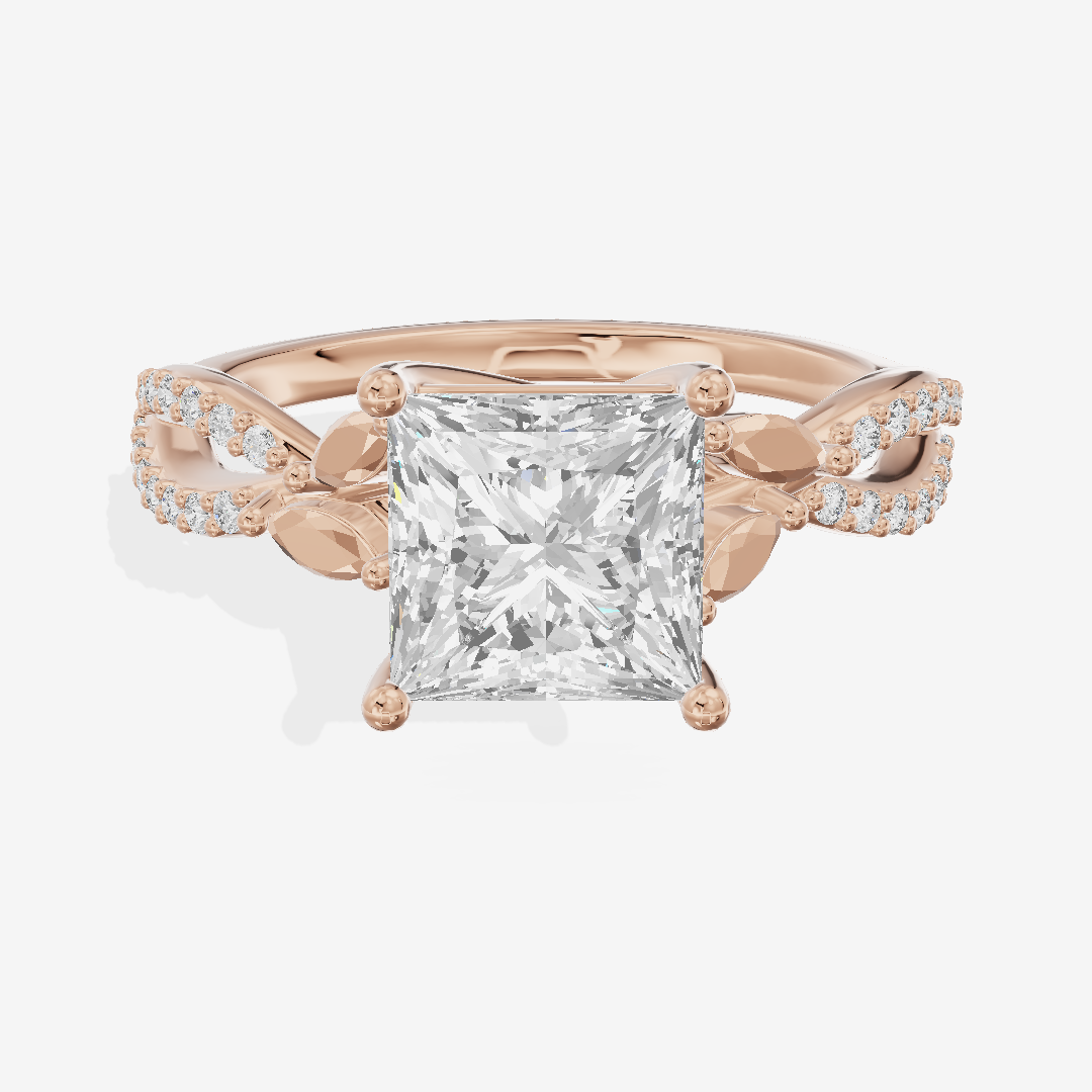 Luxe Domeline 1.5mm Princess Solitaire Engagement Ring (1/8 ct. tw.) in 14K Rose Gold