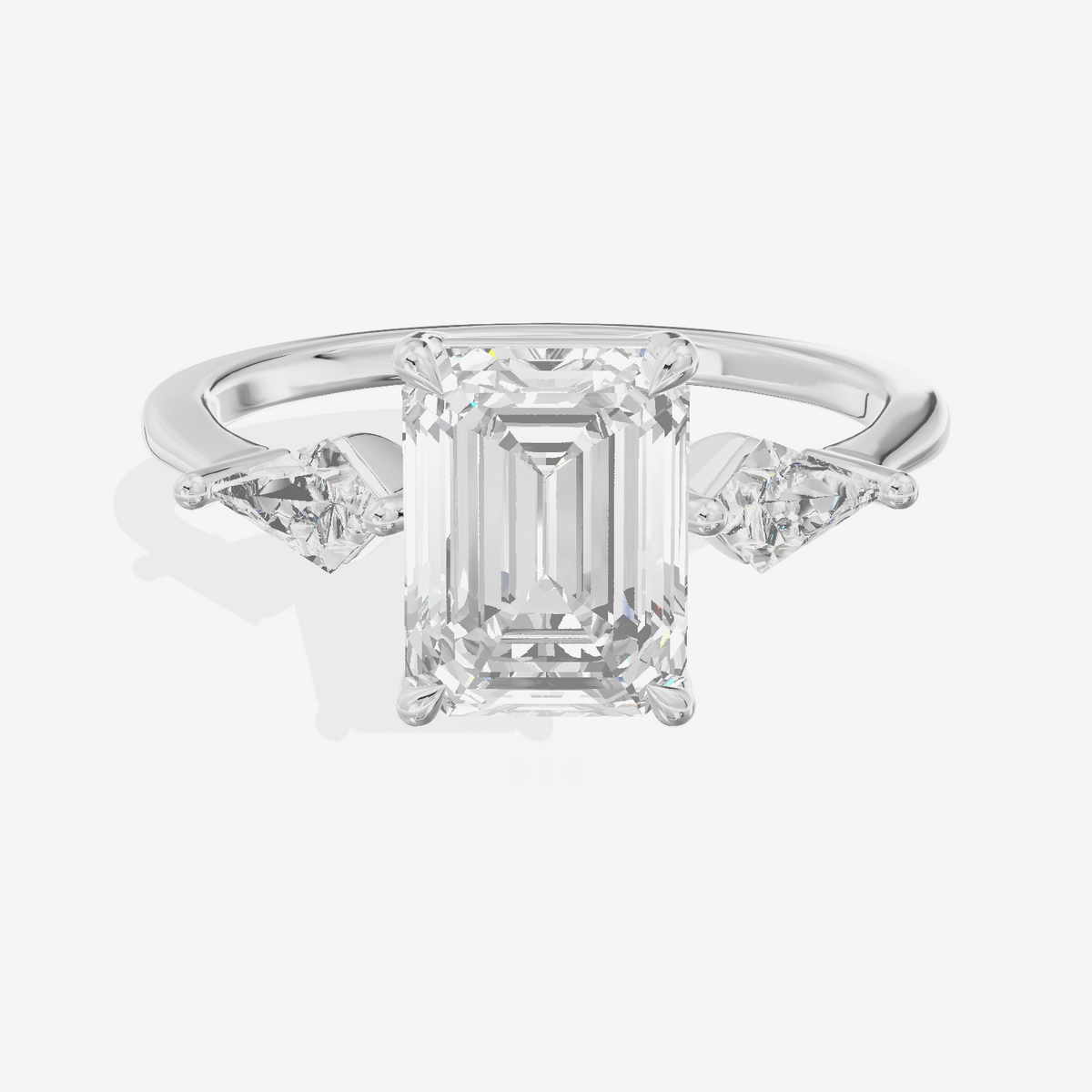 Luxe Maia Three Stone Emerald Engagement Ring (1/3 ct. tw.) in 18K White Gold