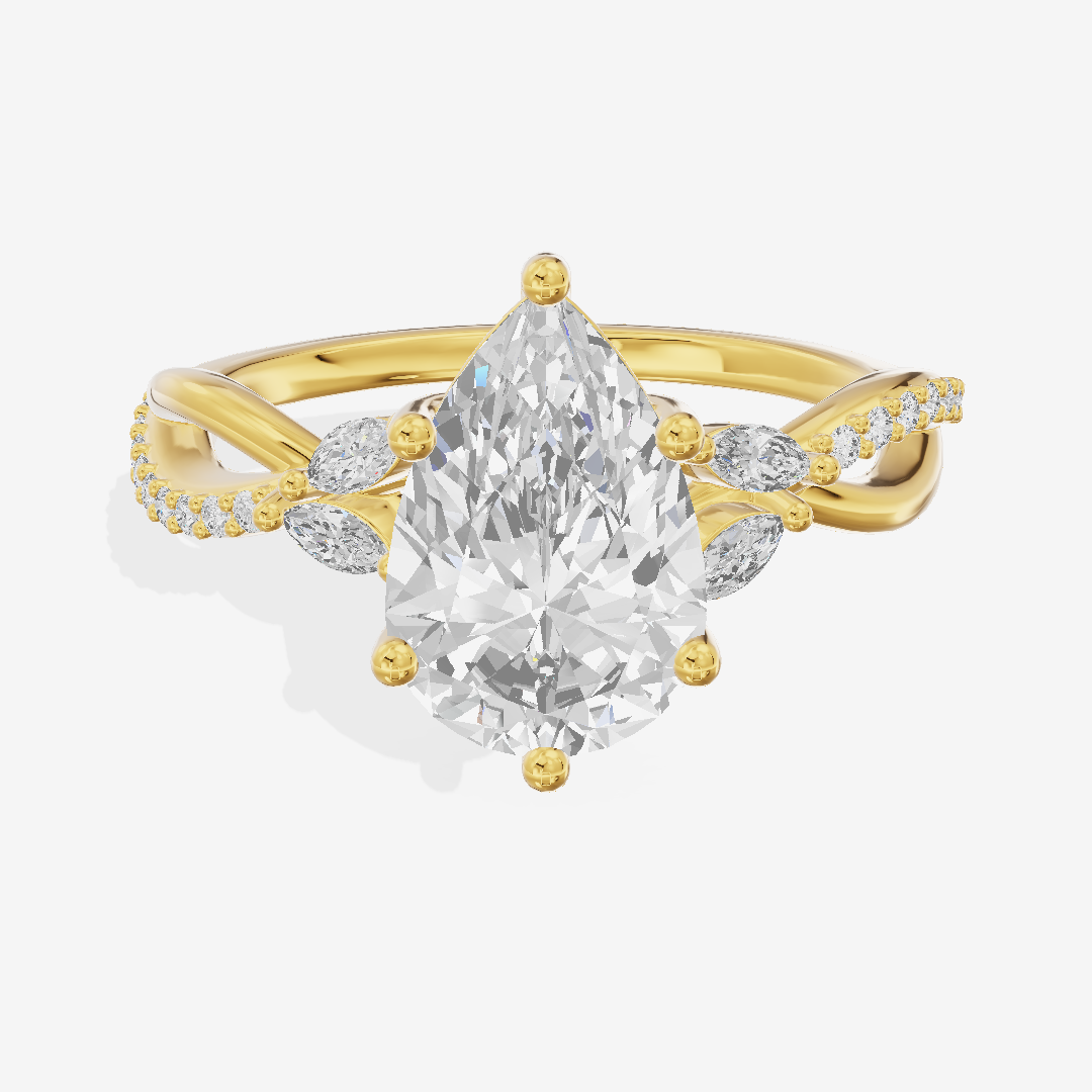 Petite Twine Pear Twisted Engagement Ring (1/5 ct. tw.) in 18K Yellow Gold