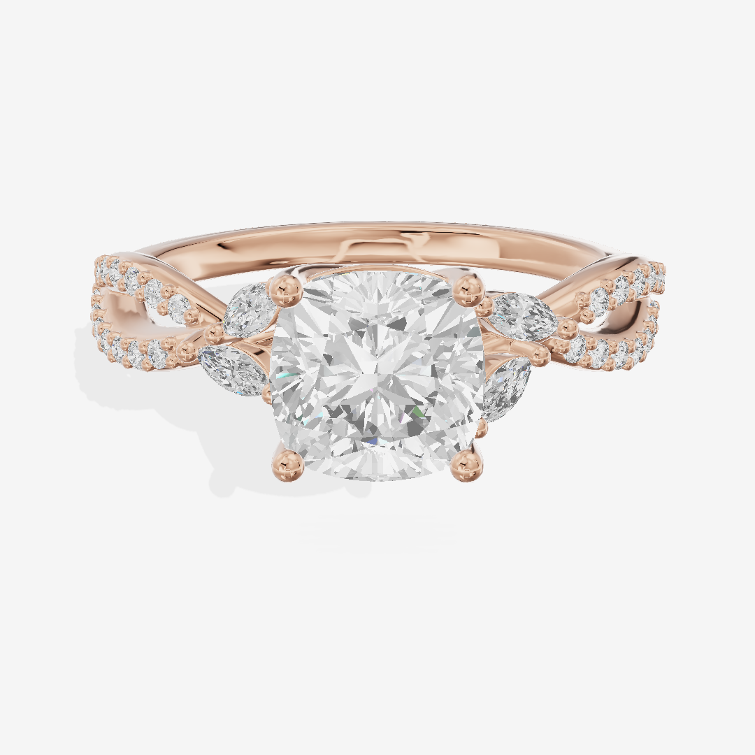 Luxe Domeline 1.5mm Cushion Solitaire Engagement Ring (1/8 ct. tw.) in 18K Rose Gold