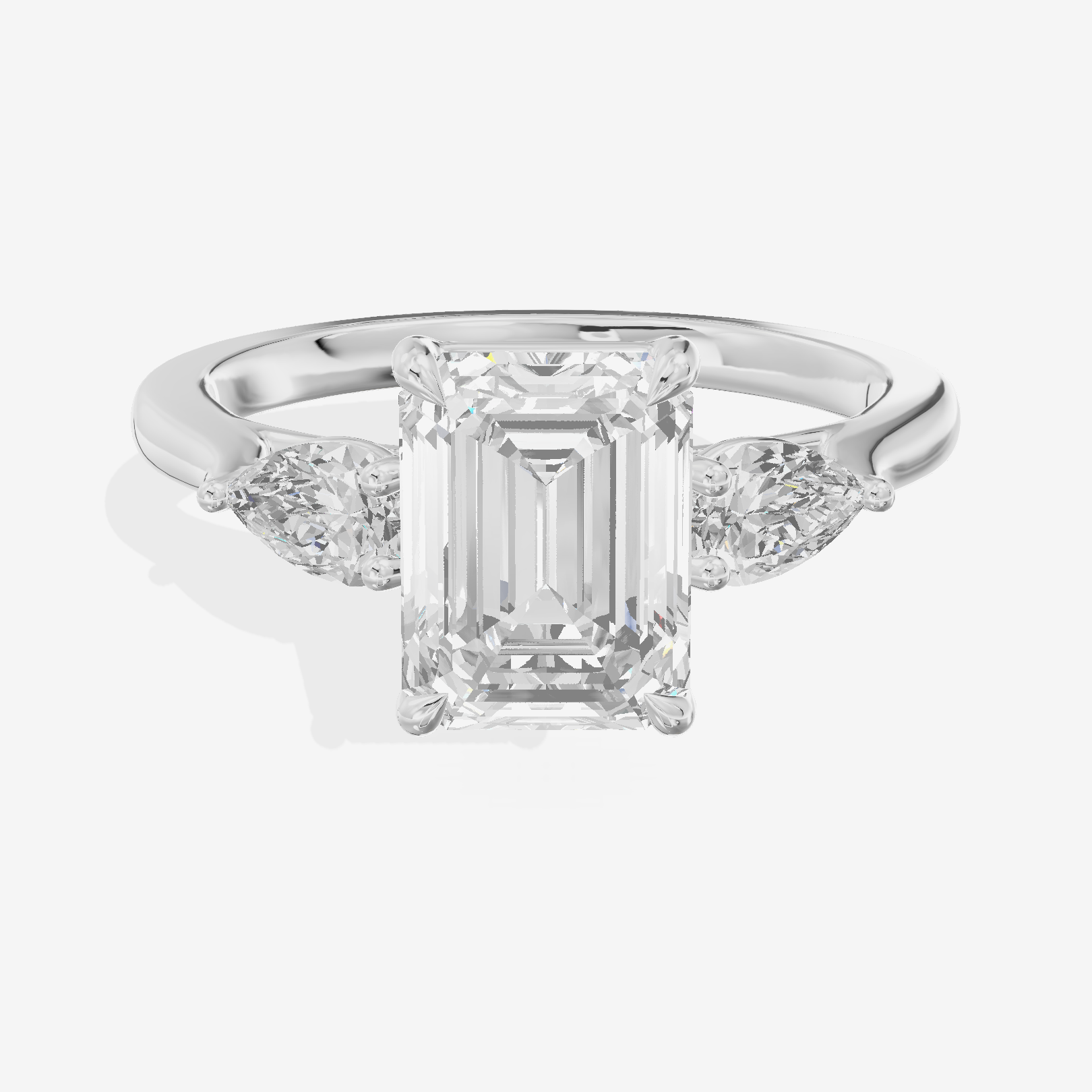 Classic Eversince Emerald Engagement Ring with Side Stones (2/5 ct. tw.) in Platinum