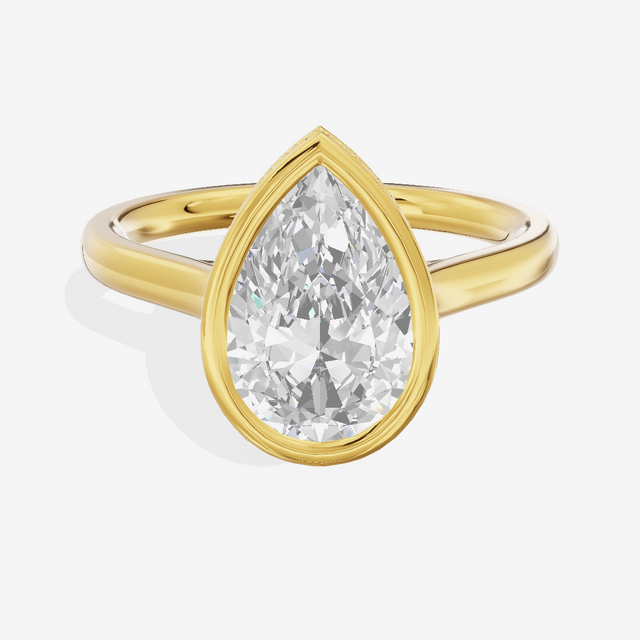 Sincere Hidden Halo Pear Engagement Ring (1/6 ct. tw.) in 18K Yellow Gold