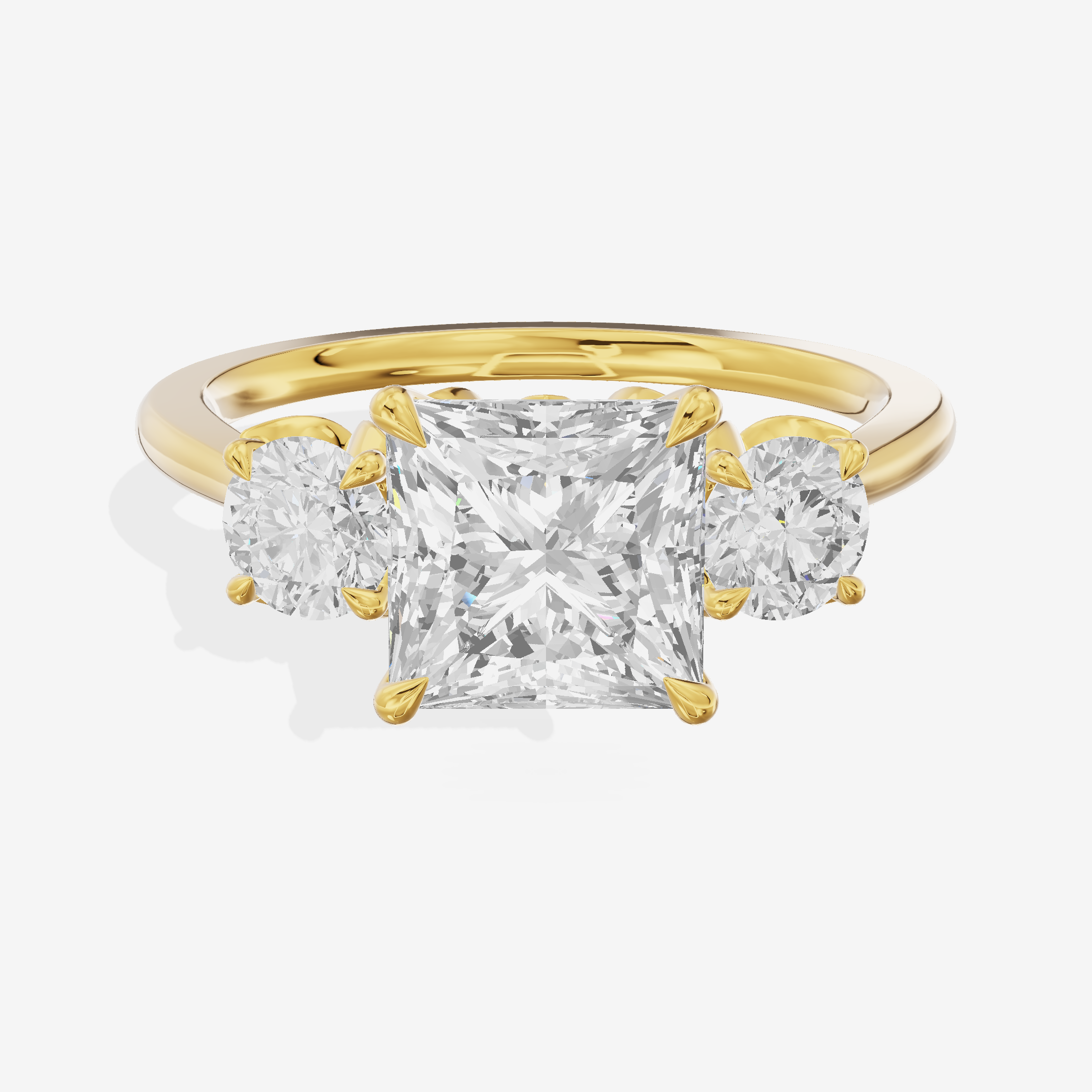 Royal Sincere Three Stone Princess Engagement Ring (2/3 ct. tw.) in 14K Yellow Gold
