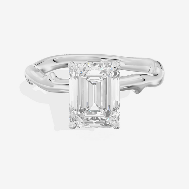 Vowsae Cathedral 2.2mm Emerald Solitaire Engagement Ring in Platinum