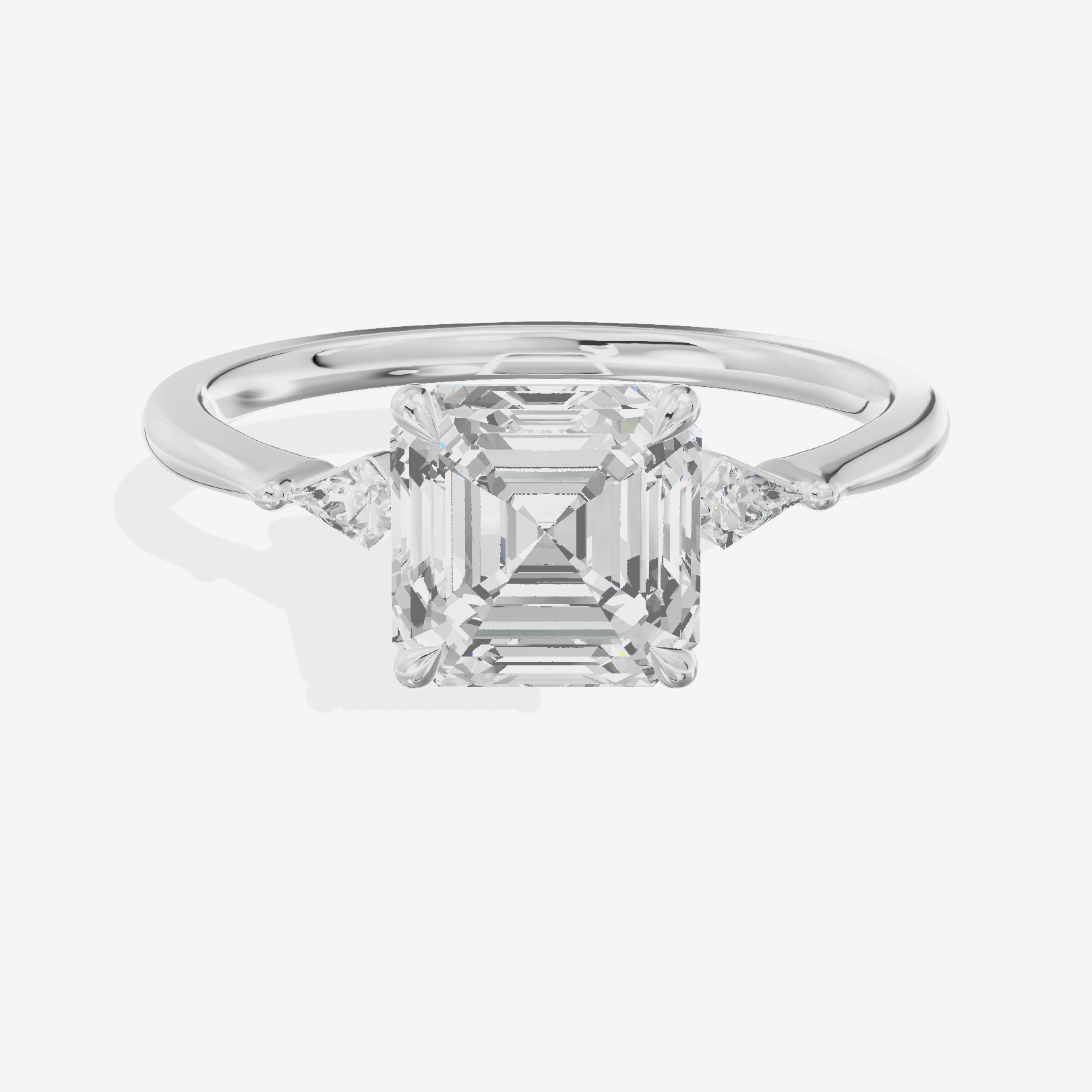 Petite Triade Asscher Three Stone Engagement Ring (1/15 ct. tw.) in 14K White Gold