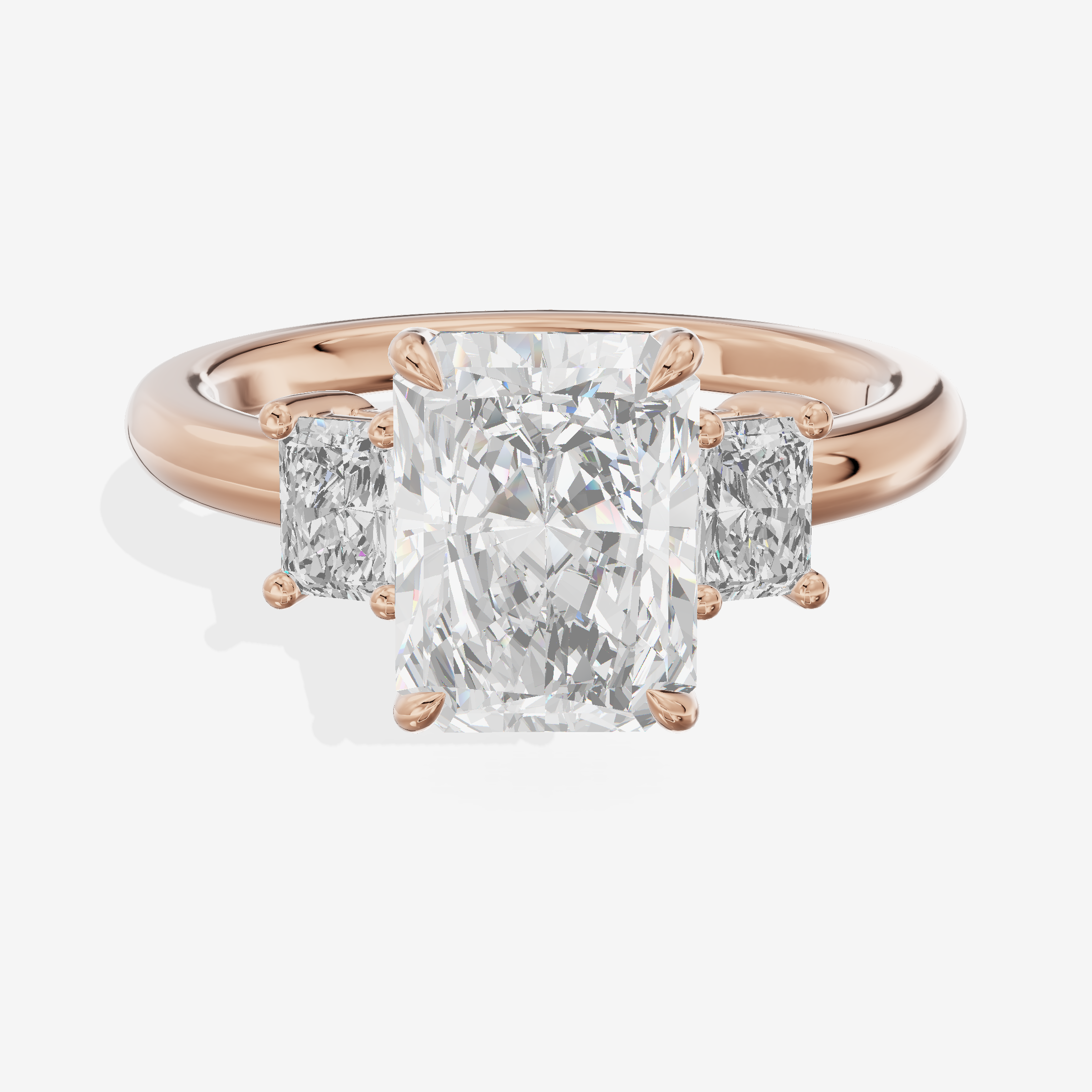 Grand Coeurine Three Stone Radiant Engagement Ring (3/8 ct. tw.) in 18K Rose Gold