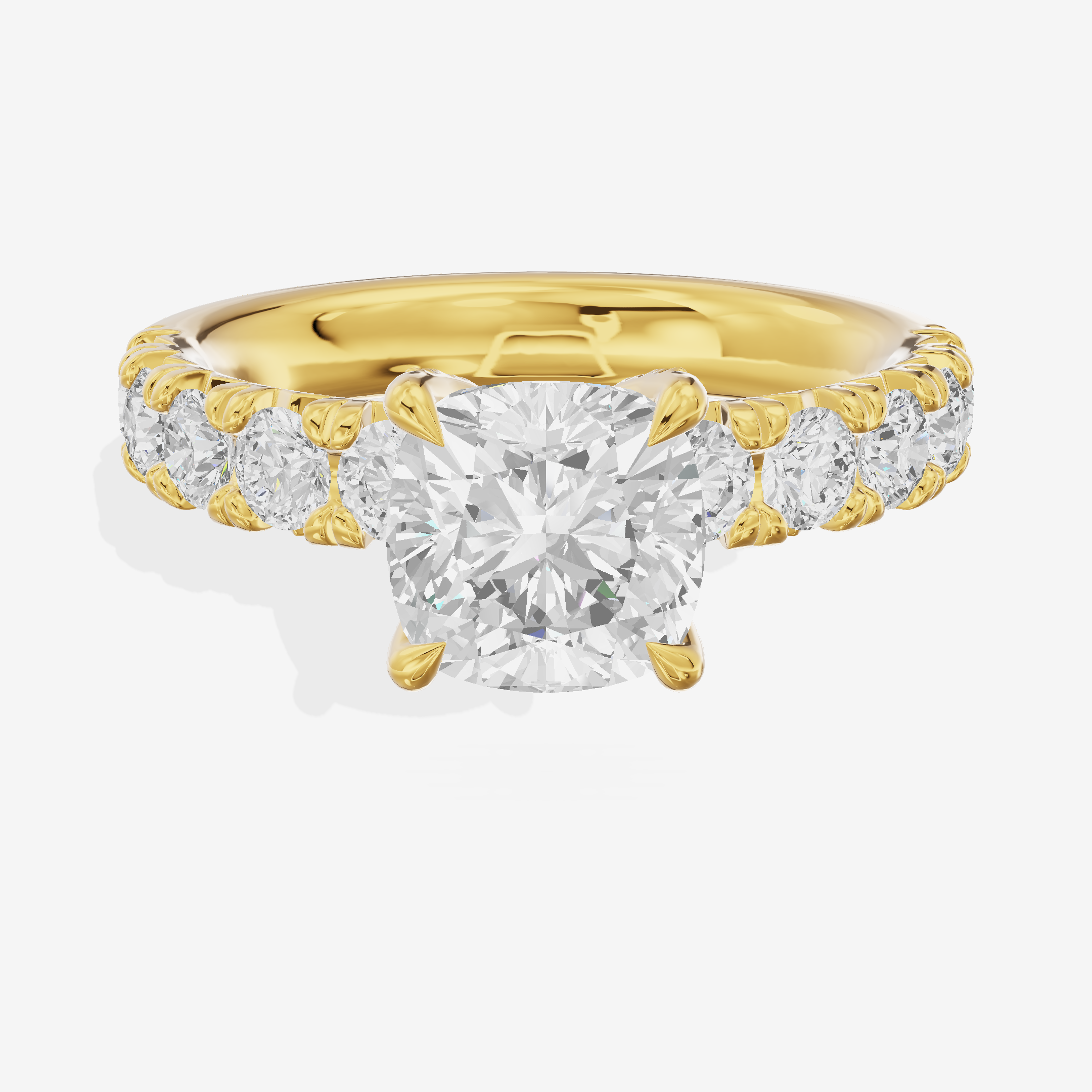 Luxe Goldweave Cushion Engagement Ring with Side Stones (1/5 ct. tw.) in 14K Yellow Gold