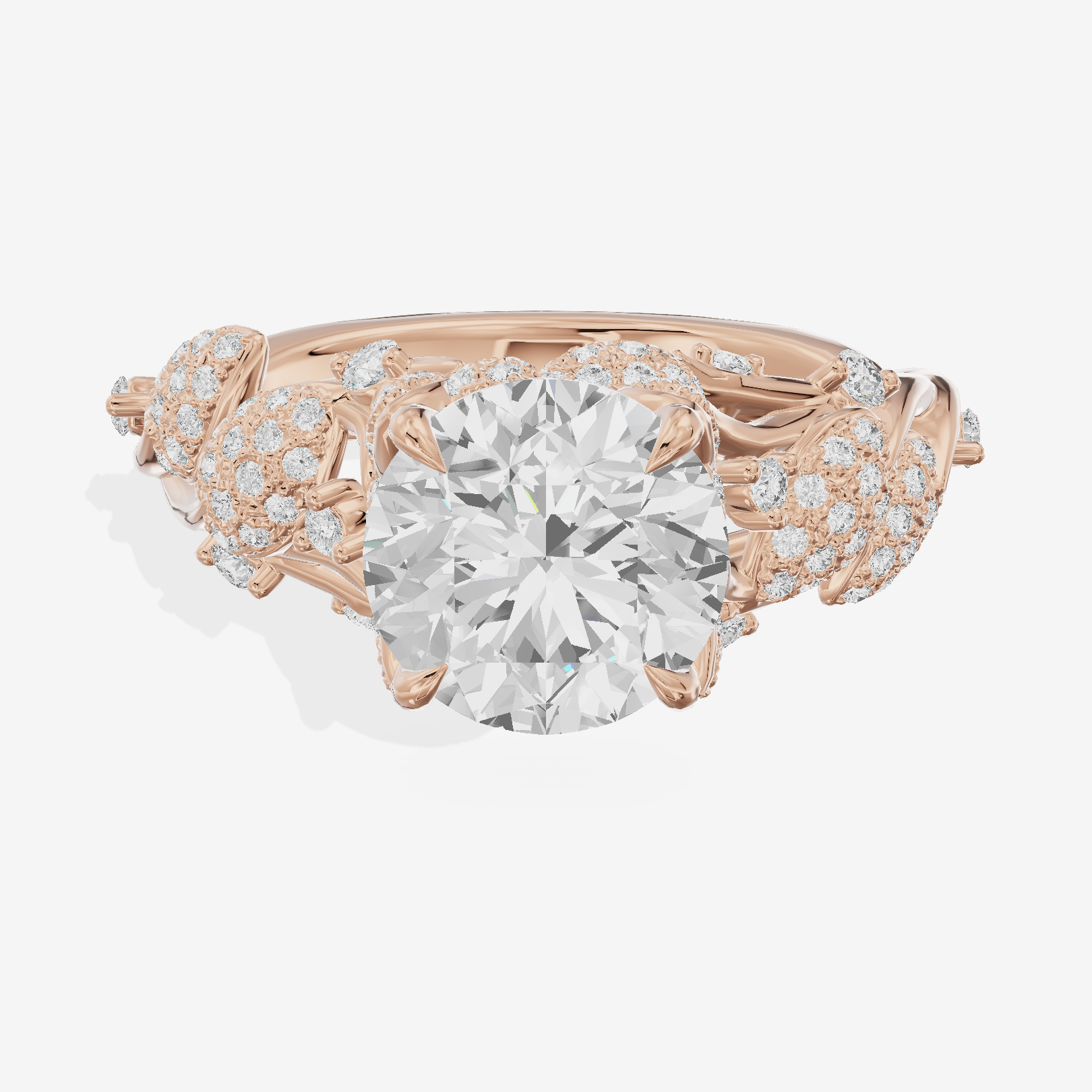 Modern Linger Round Engagement Ring with Side Stones (3/4 ct. tw.) in 18K Rose Gold