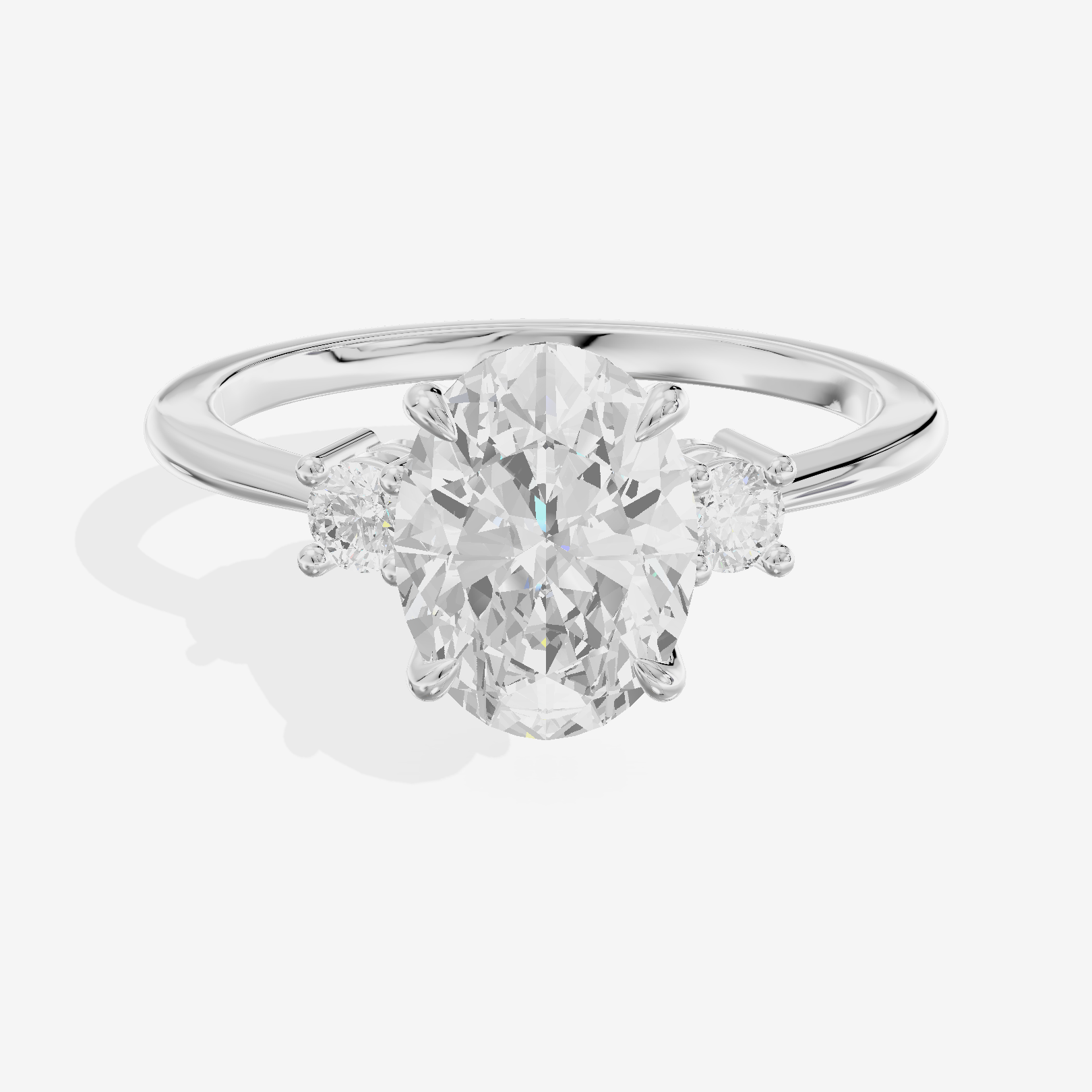 Eternal Promezza Oval Engagement Ring with Side Stones (1/6 ct. tw.) in 14K White Gold