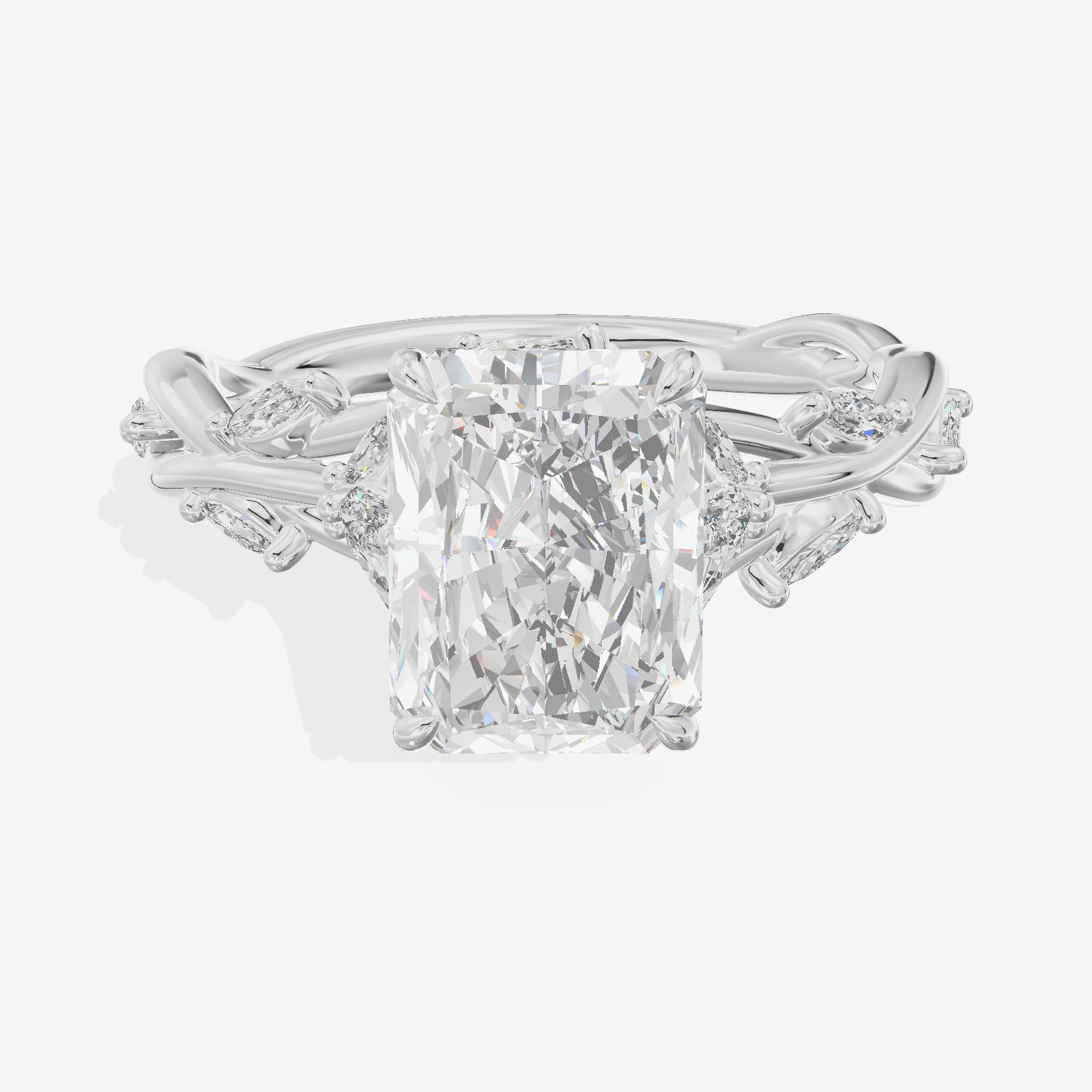Twine Pavé Radiant Twisted Engagement Ring (1/2 ct. tw.) in 18K White Gold
