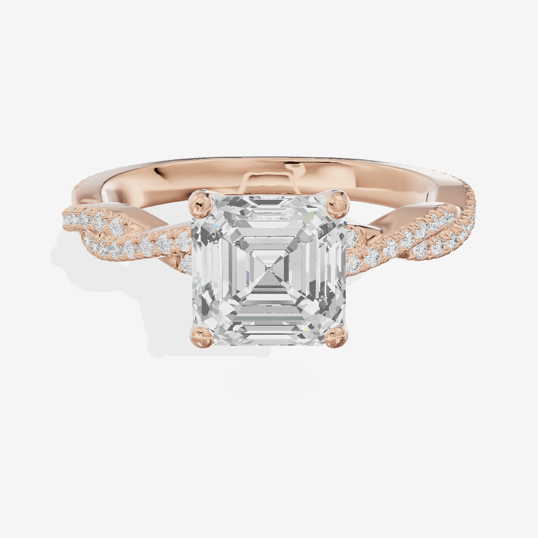 Petite Lightwoven Asscher Pavé Engagement Ring (1/4 ct. tw.) in 14K Rose Gold