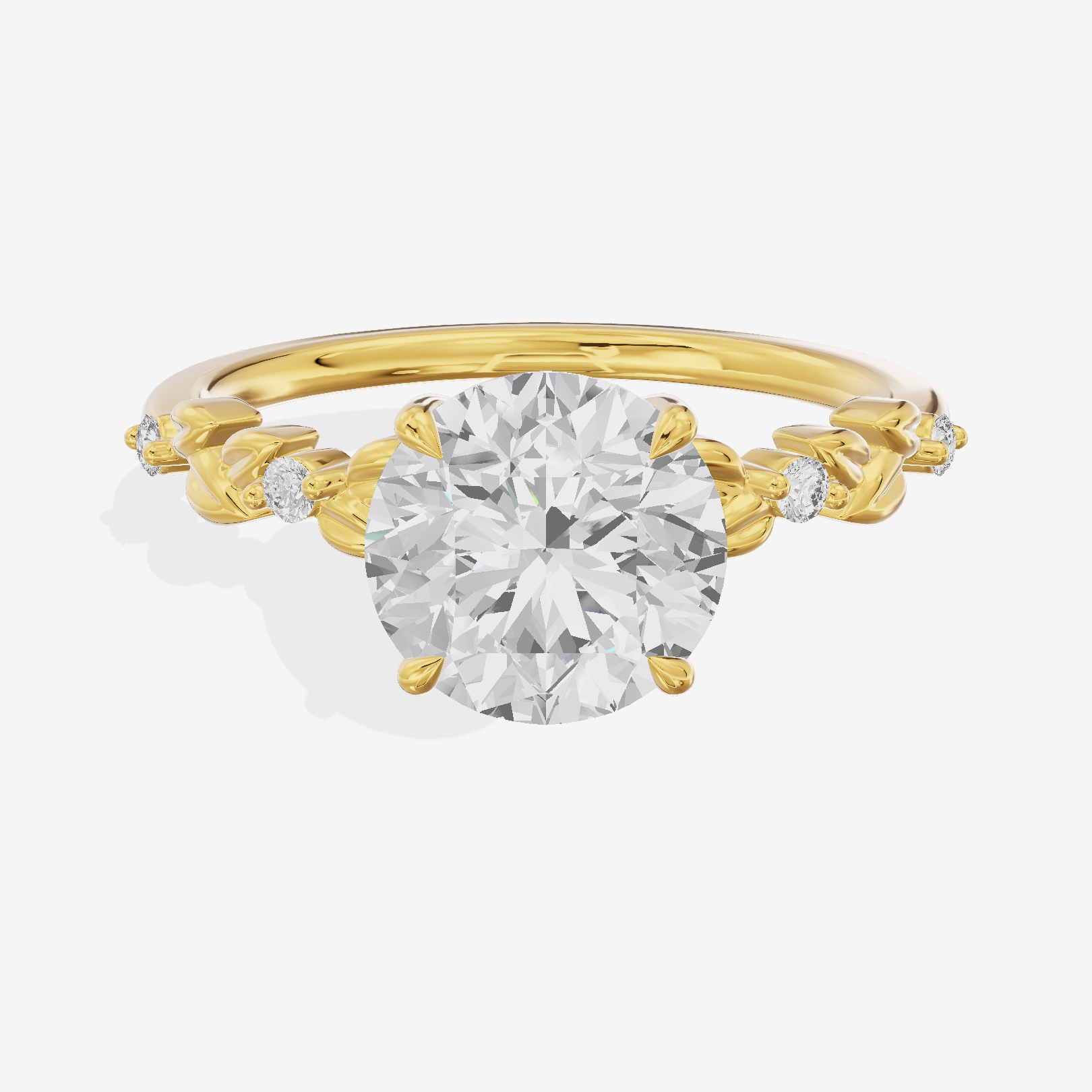 Modern Cherubine Round Engagement Ring with Side Stones (1/4 ct. tw.) in 14K Yellow Gold