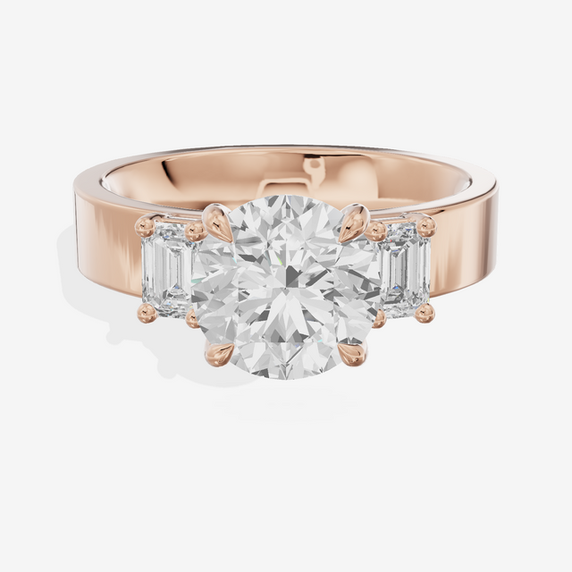 Vintage Vowsae Three Stone Round Engagement Ring (1/2 ct. tw.) in 18K Rose Gold