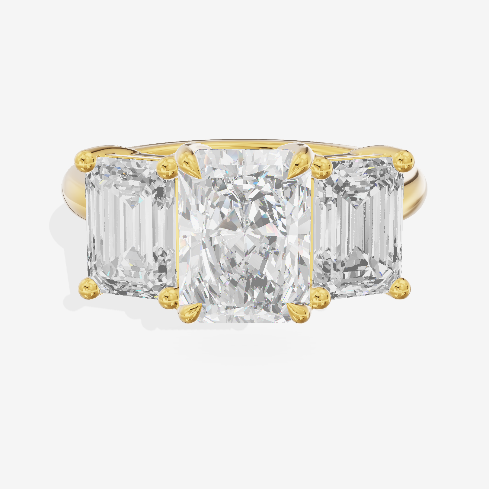 Luxe Whisper Three Stone Radiant Engagement Ring (3/4 ct. tw.) in 18K Yellow Gold