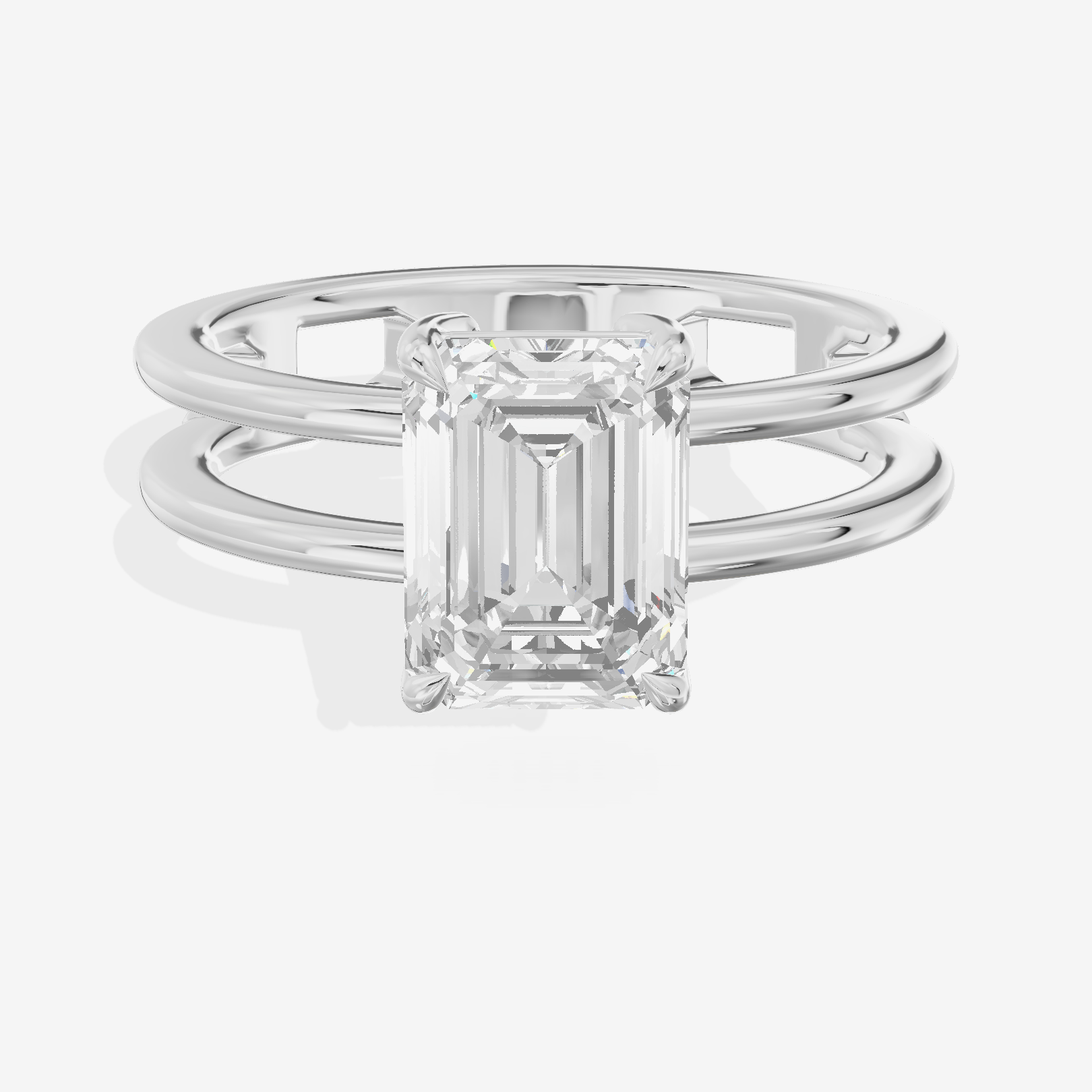 Sealed Promezza 4.3mm Emerald Solitaire Engagement Ring in 14K White Gold