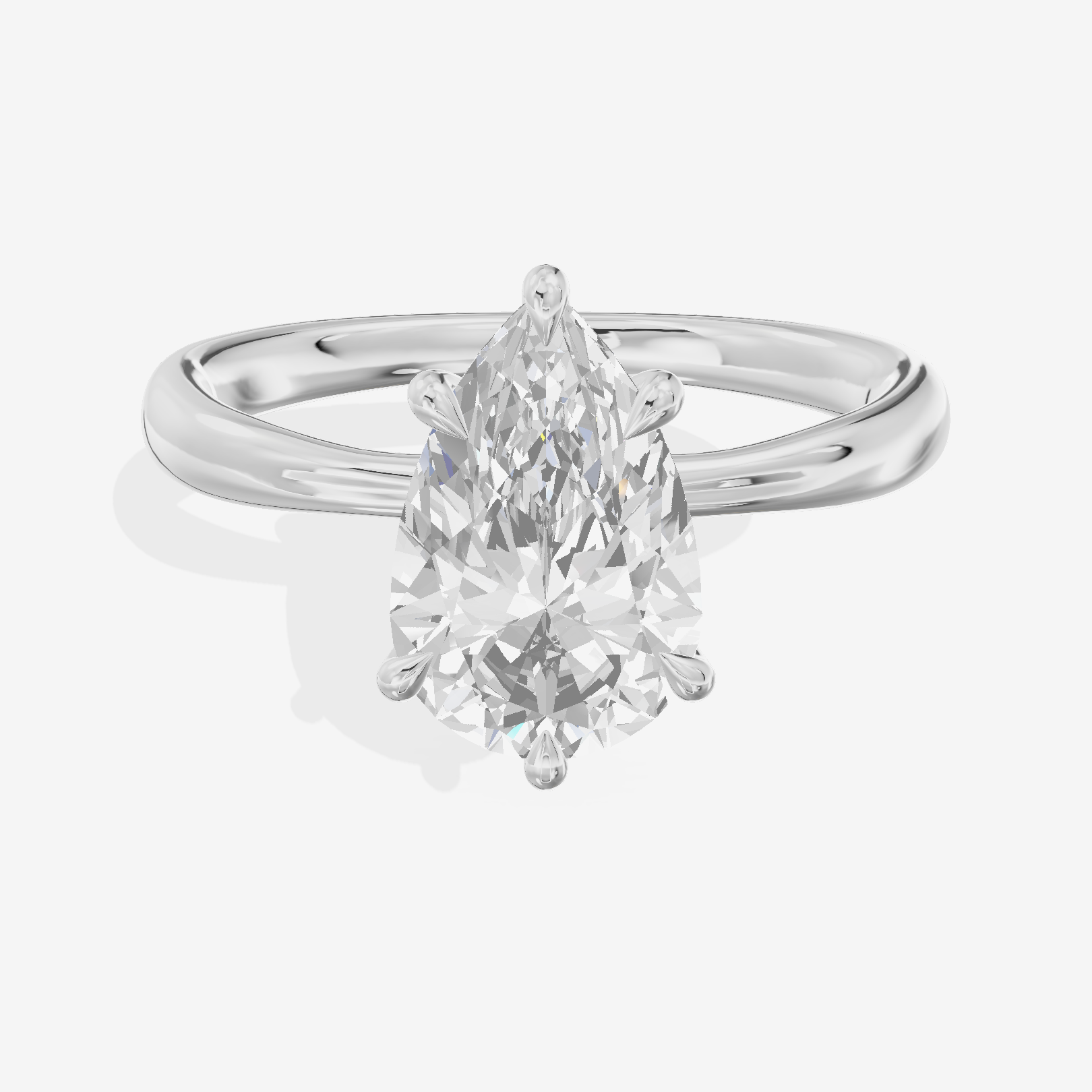 Classic Aimora 2.7mm Pear Solitaire Engagement Ring in 14K White Gold