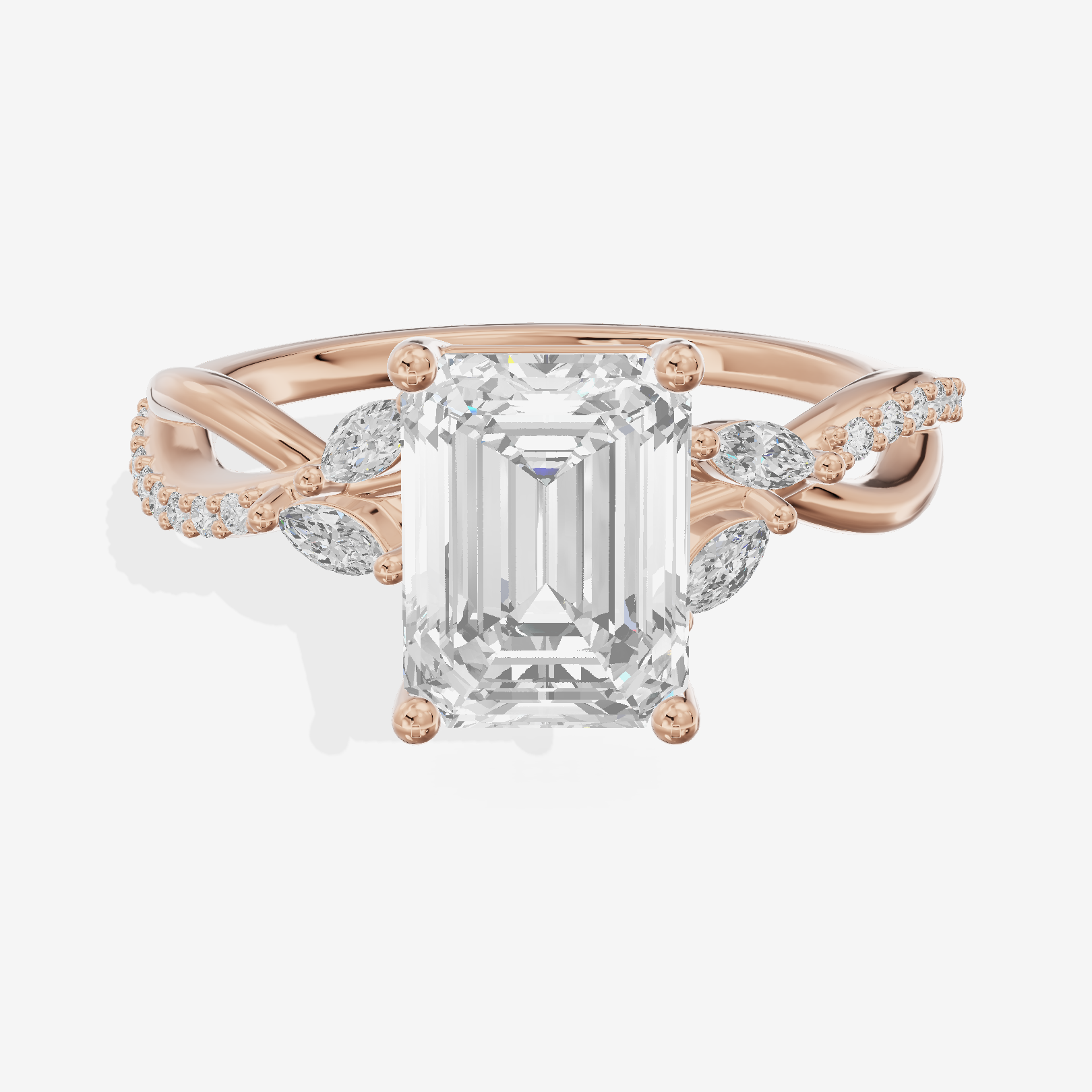 Petite Twine Emerald Twisted Engagement Ring (1/5 ct. tw.) in 14K Rose Gold