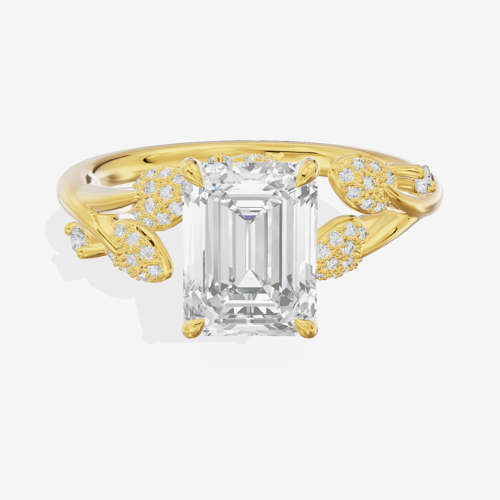 Grand Linger Emerald Engagement Ring with Side Stones (1/10 ct. tw.) in 14K Yellow Gold