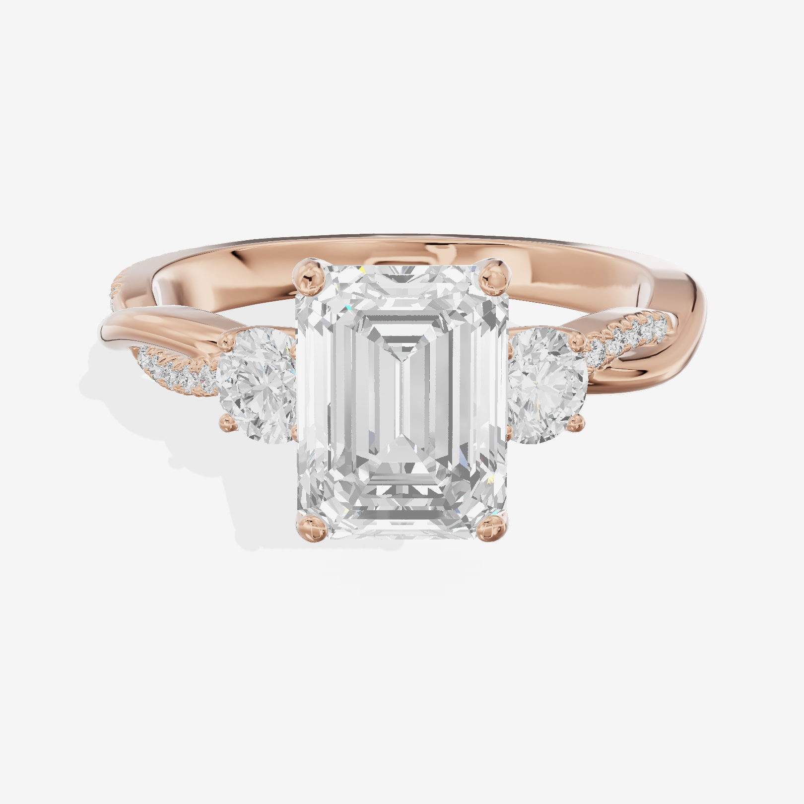 Luxe Selenia Three Stone Emerald Engagement Ring (1 ct. tw.) in 14K Rose Gold
