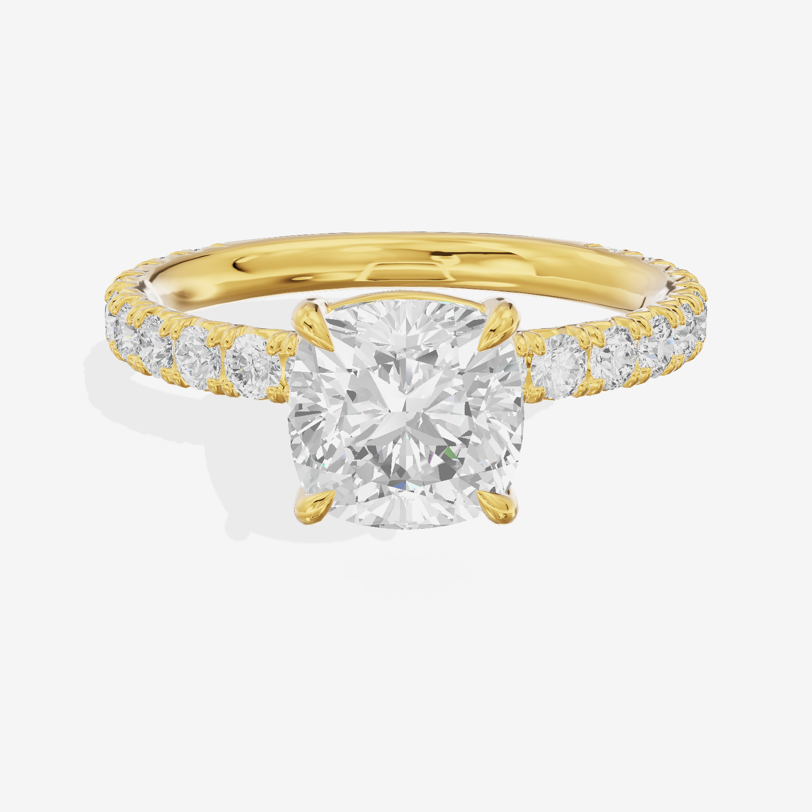 Twined Promezza Cushion Engagement Ring with Side Stones (1/2 ct. tw.) in 14K Yellow Gold