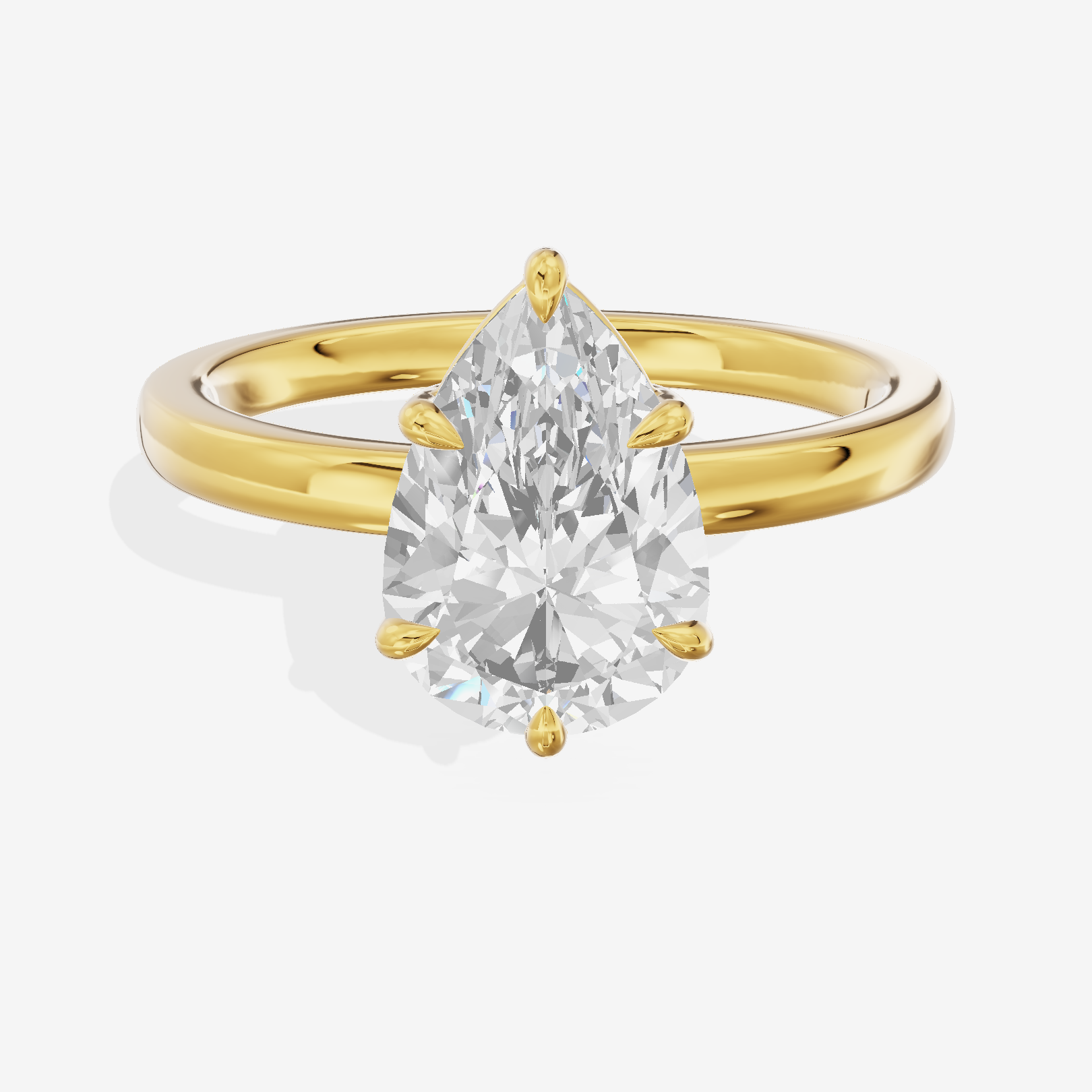 Heartline 2mm Pear Solitaire Engagement Ring in 14K Yellow Gold