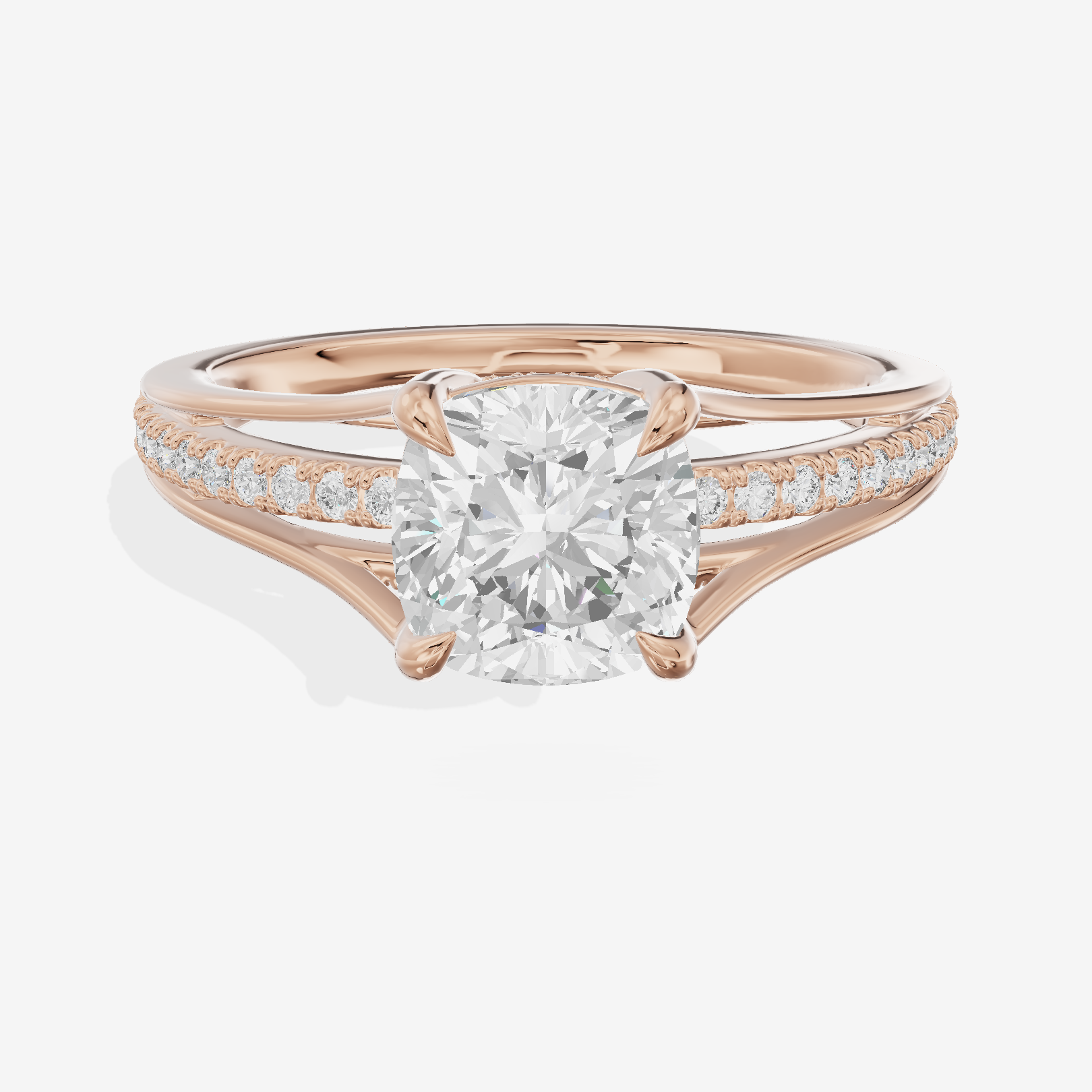 Bowed Coeurine Cushion Engagement Ring with Side Stones (1/6 ct. tw.) in 14K Rose Gold