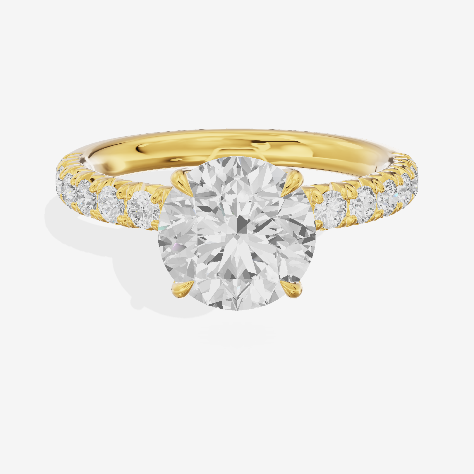 Lustrous Selenia Round Engagement Ring with Side Stones (1/4 ct. tw.) in 14K Yellow Gold