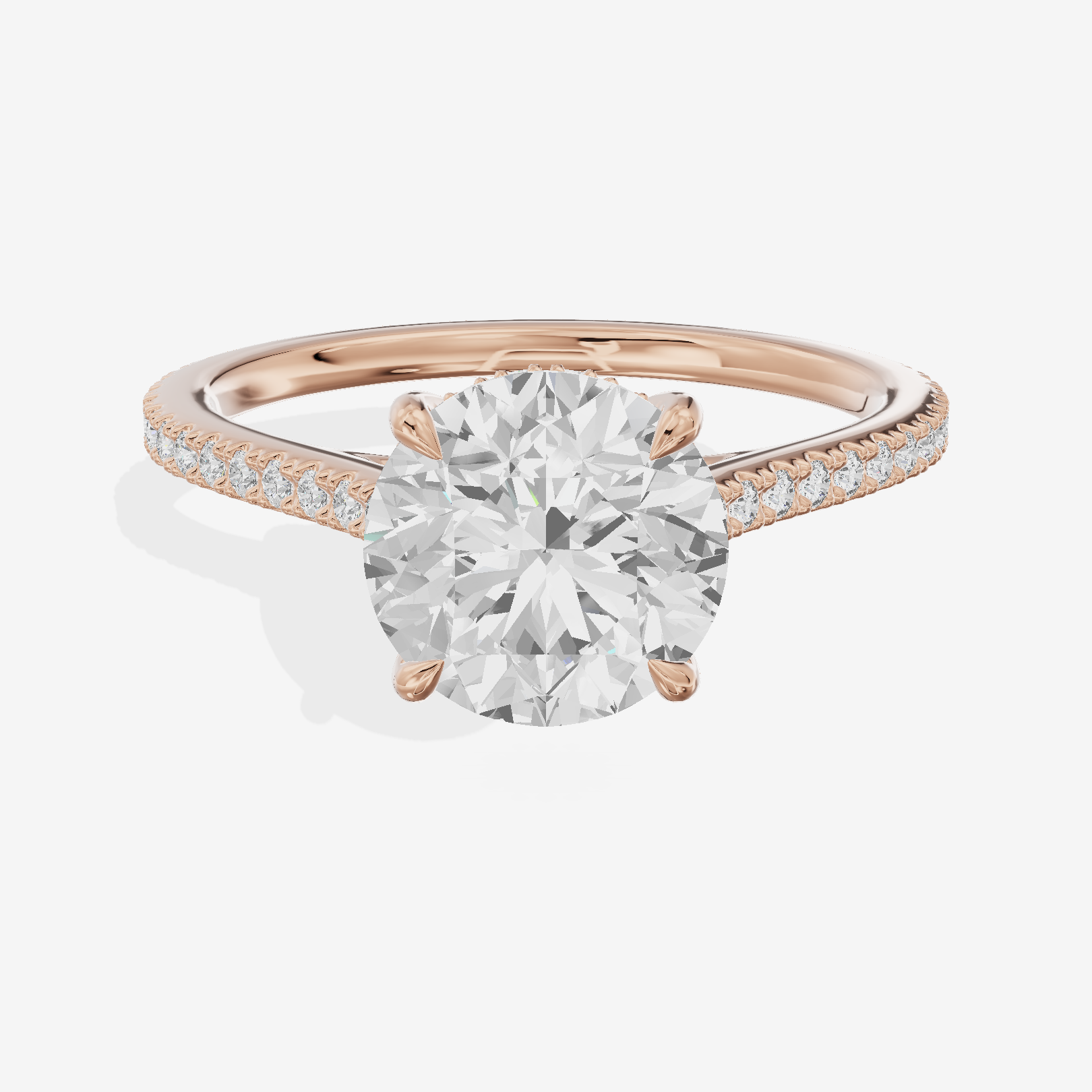 Luxe Goldweave Round Engagement Ring with Side Stones (1/5 ct. tw.) in 14K Rose Gold