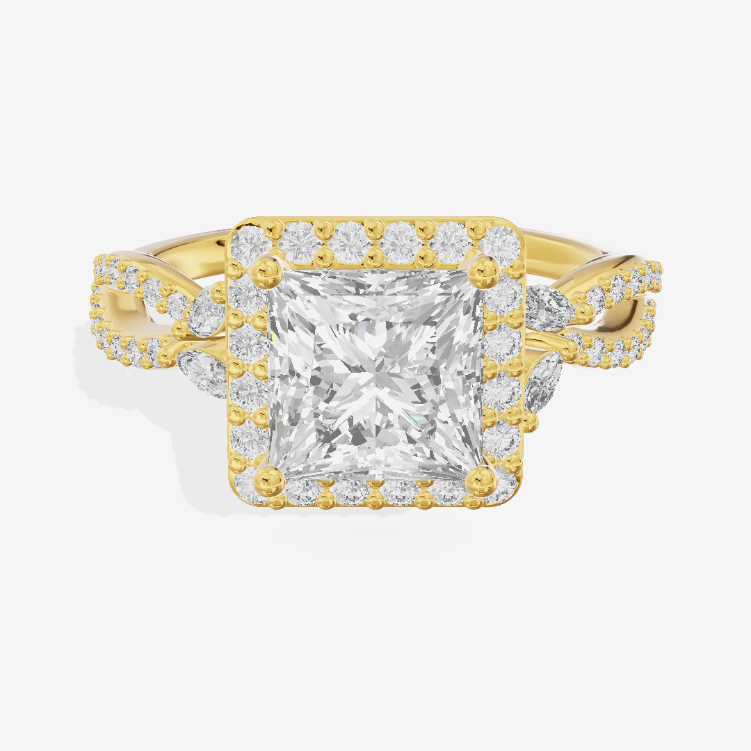 Luxe Reverya Princess Hidden Halo Engagement Ring (2/5 ct. tw.) in 18K Yellow Gold