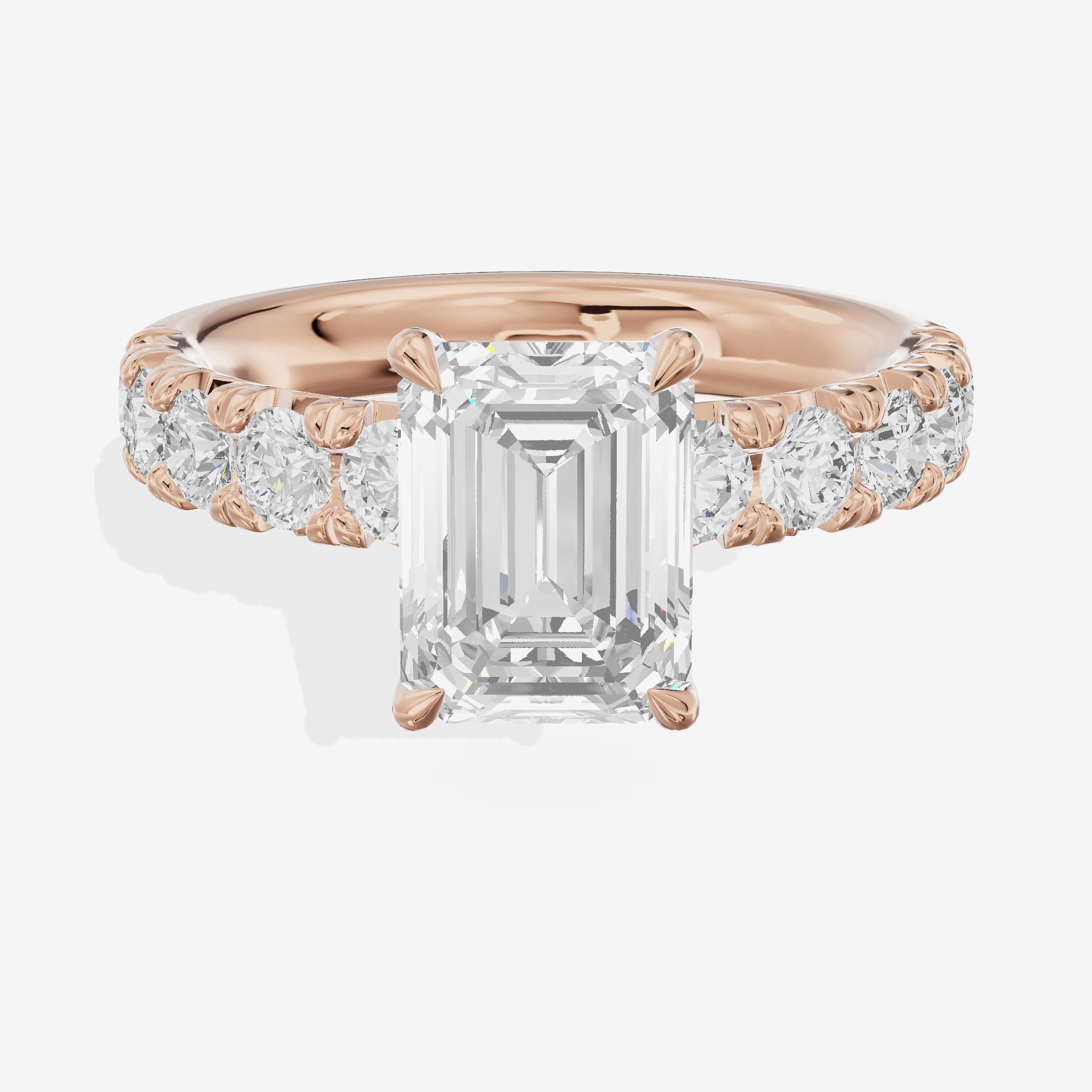 Luxe Goldweave Emerald Engagement Ring with Side Stones (1/5 ct. tw.) in 14K Rose Gold