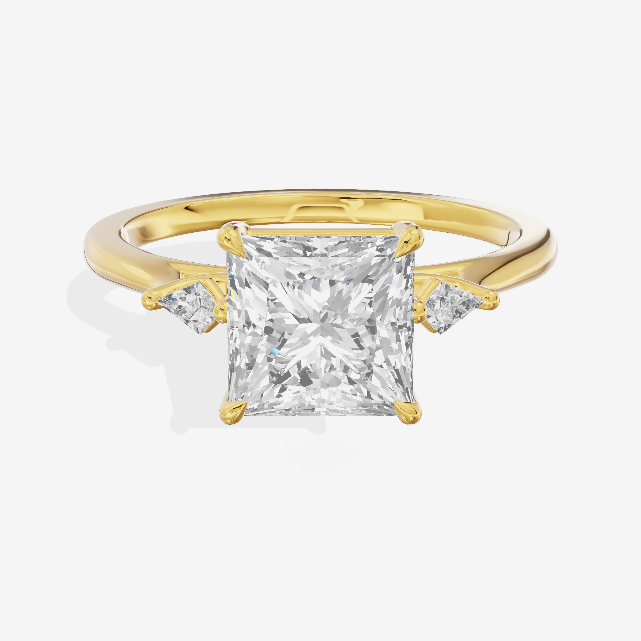 Vintage Belovae Princess Three Stone Engagement Ring (3/5 ct. tw.) in 18K Yellow Gold