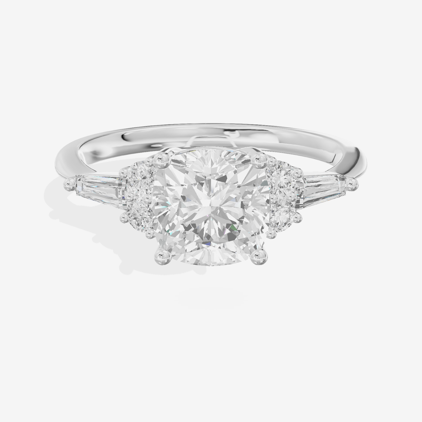 Grand Liviana Cushion Engagement Ring with Side Stones (1/10 ct. tw.) in 14K White Gold