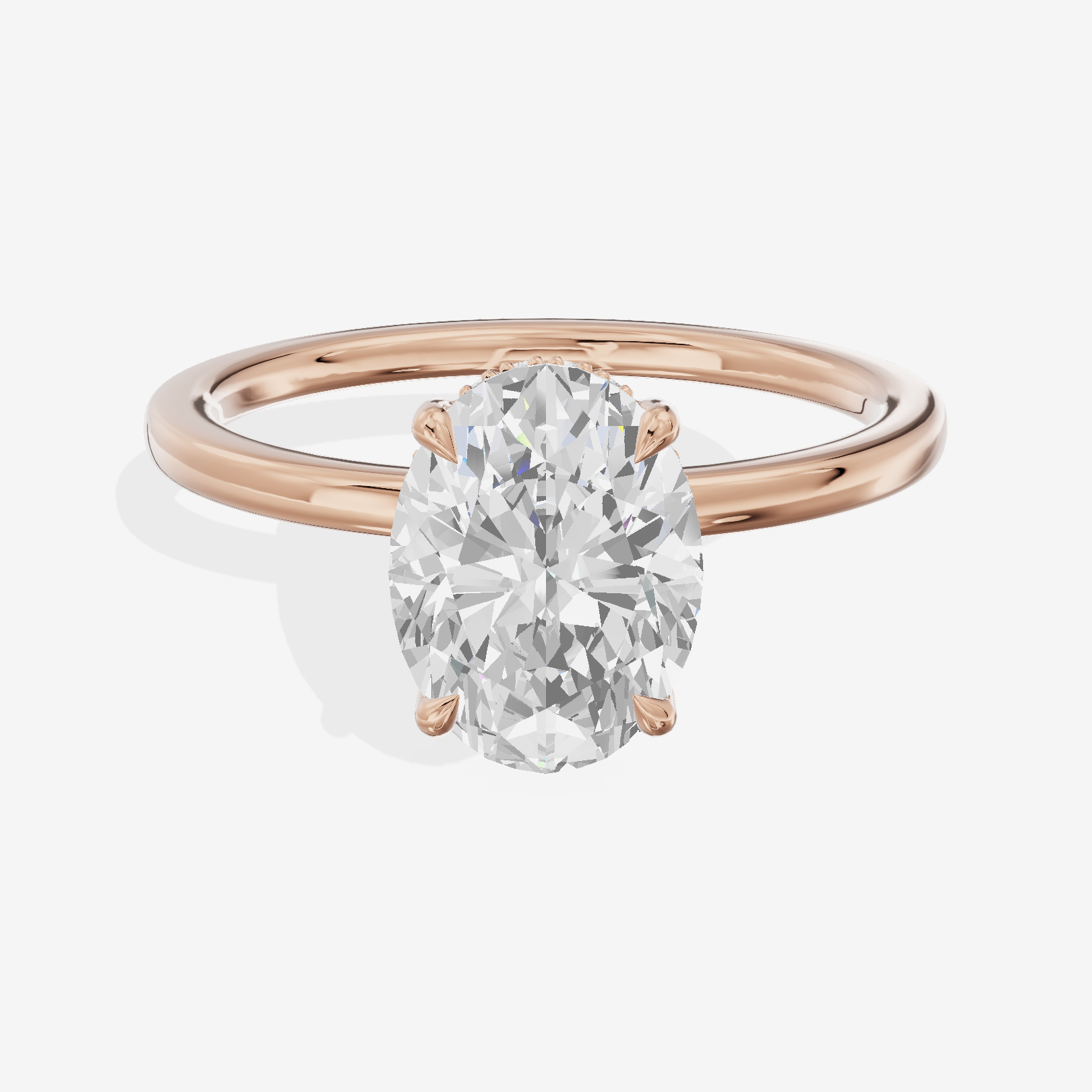 Grand Aimora Oval Engagement Ring with Hidden Halos (1/20 ct. tw.) in 18K Rose Gold