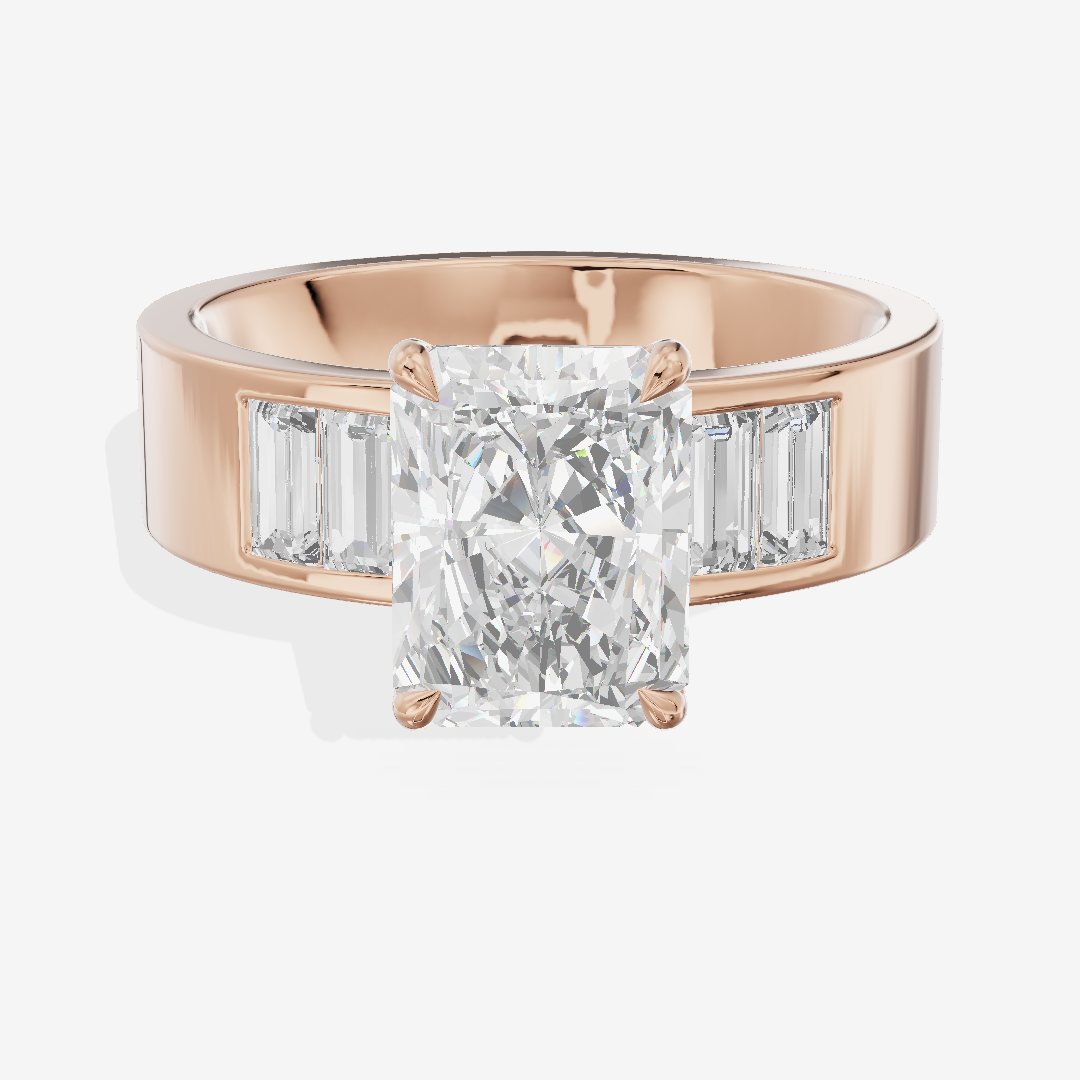 Grand Sincere Radiant Engagement Ring with Side Stones (3/5 ct. tw.) in 18K Rose Gold