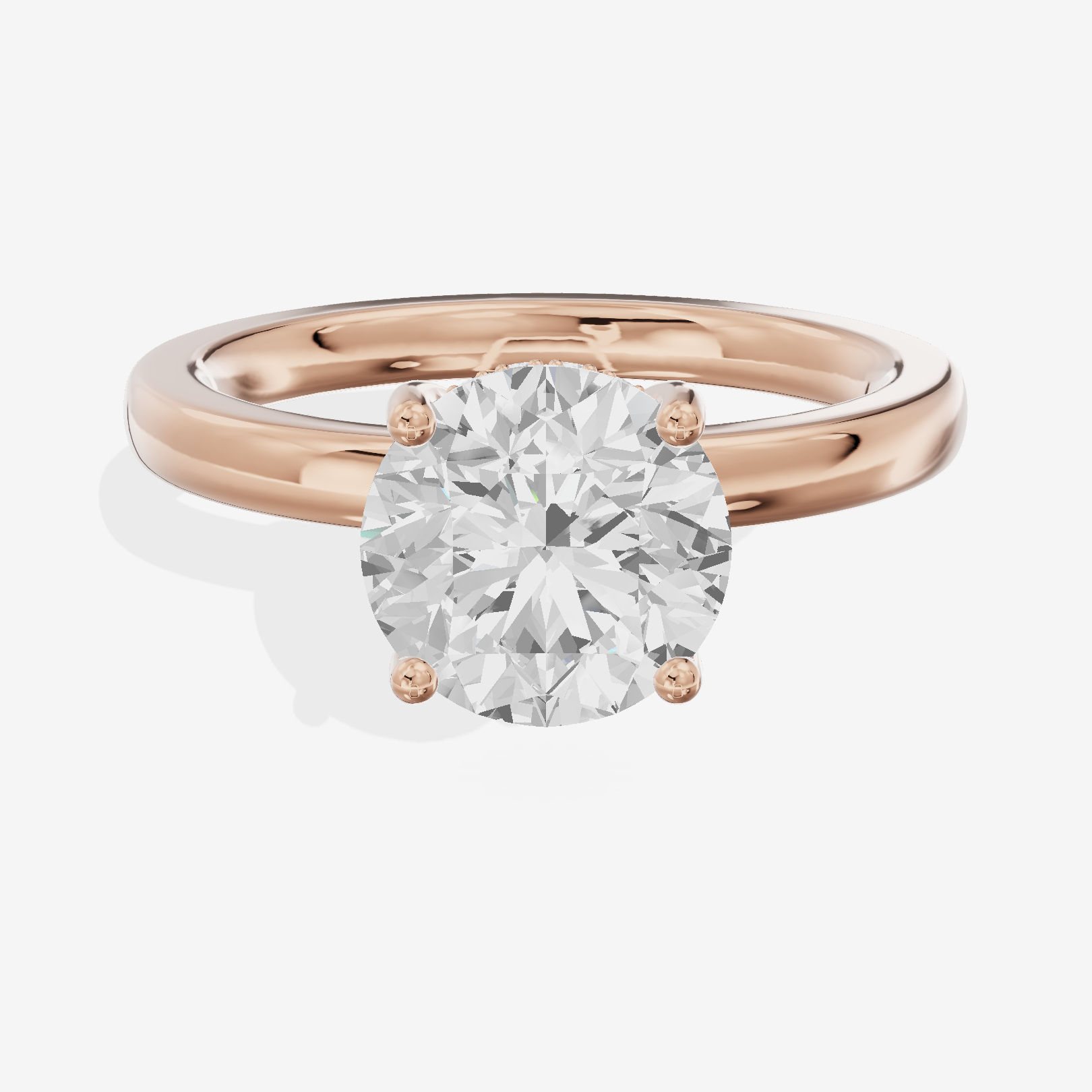 Grand Adorae Round Hidden Halo Engagement Ring (1/2 ct. tw.) in 18K Rose Gold