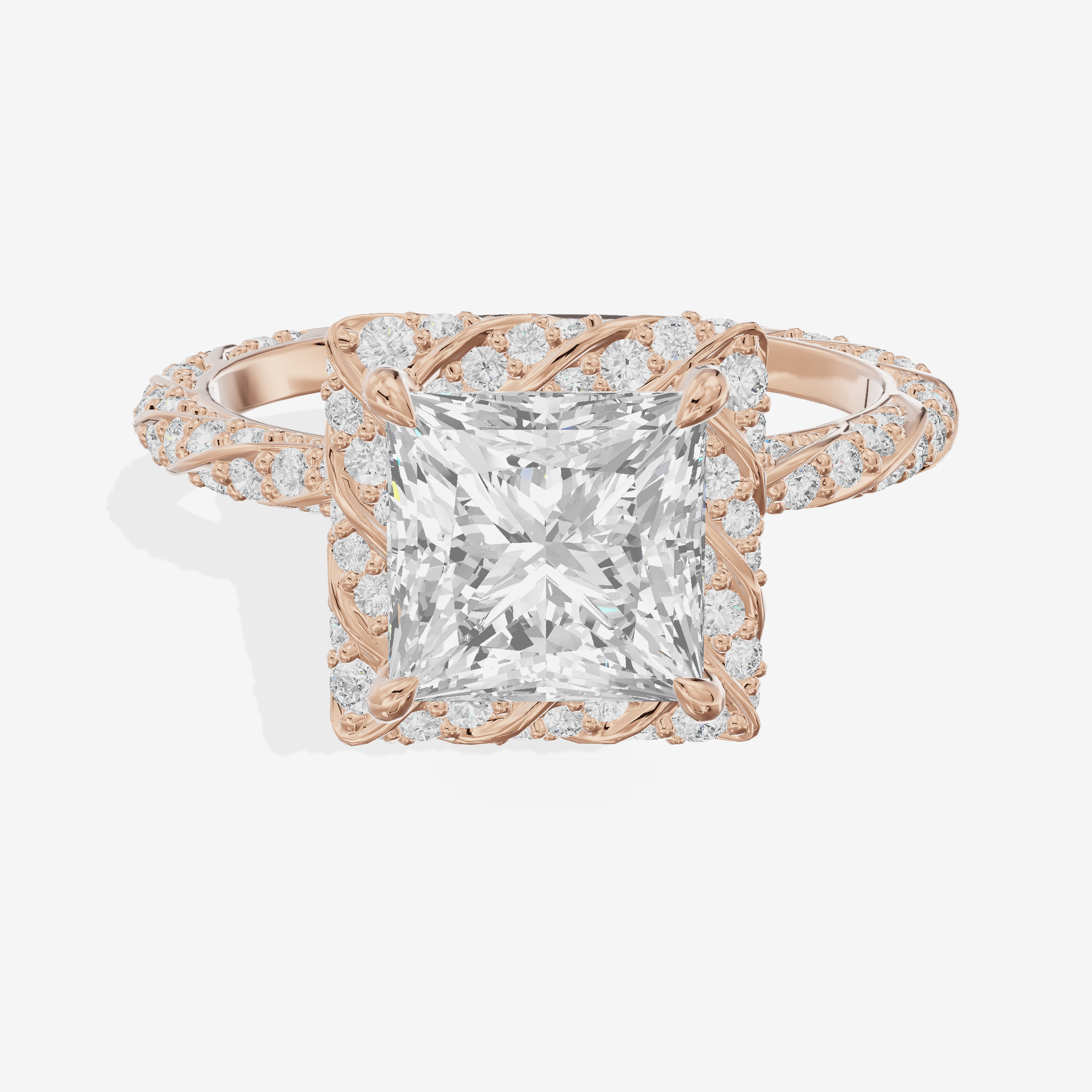 Clusta Hidden Halo Princess Engagement Ring (1/2 ct. tw.) in 14K Rose Gold