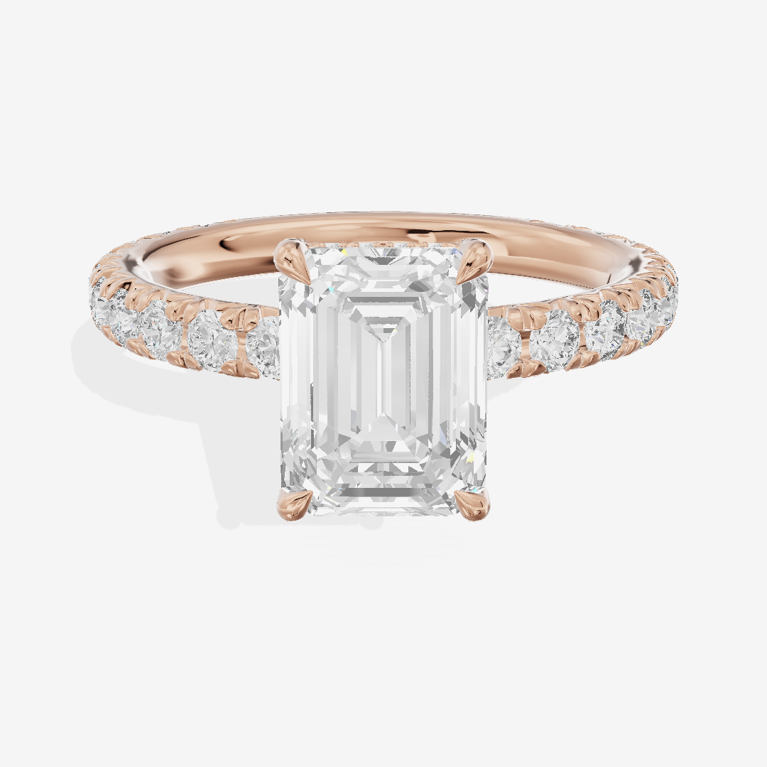 Eternal Coeurine Emerald Engagement Ring with Side Stones (3/5 ct. tw.) in 14K Rose Gold